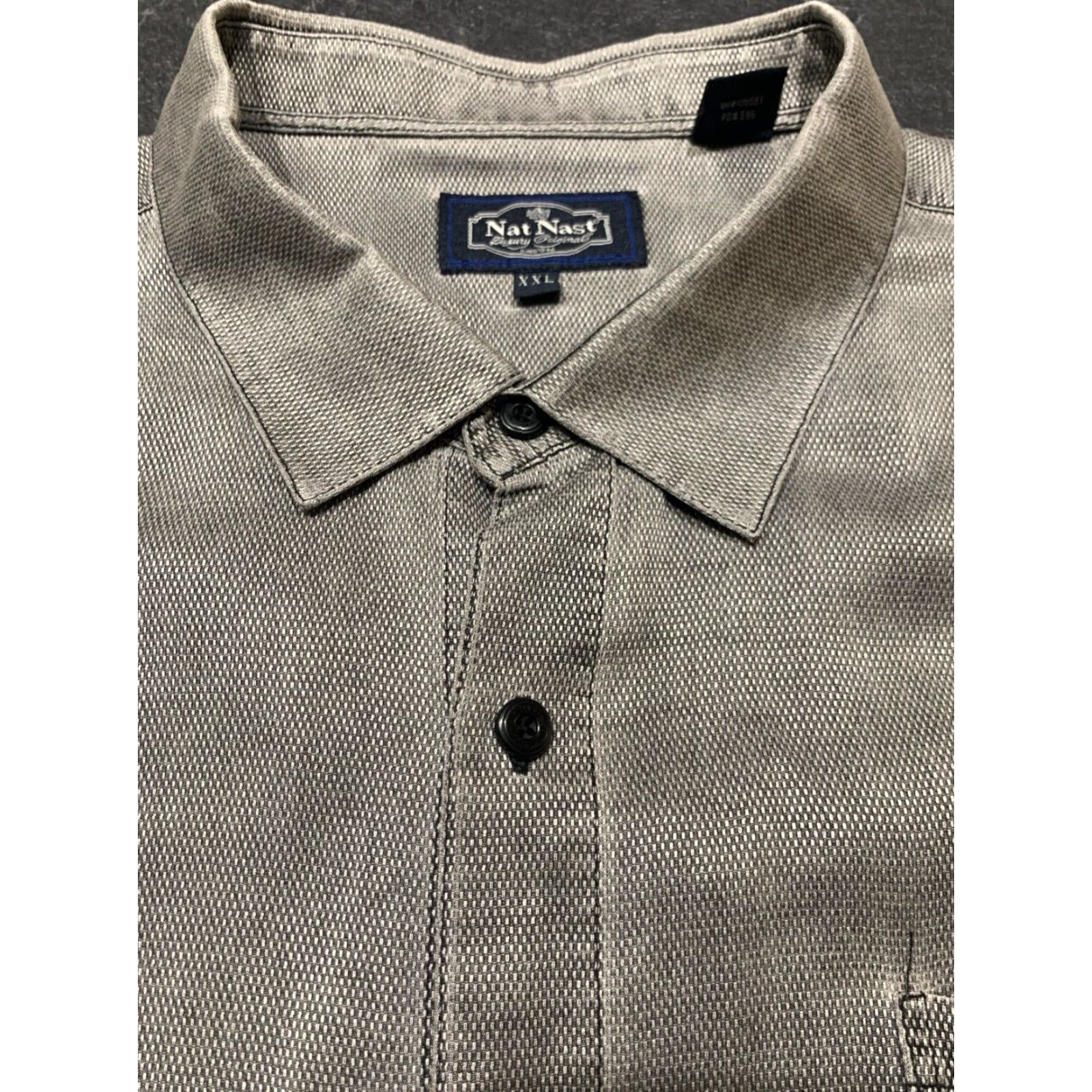 Nat Nast VINTAGE Nat Nast Men Short Sleeve Shirt 2XL Silver Gray Silk Blend Metal Sheen Size US XXL / EU 58 / 5 - 6 Thumbnail