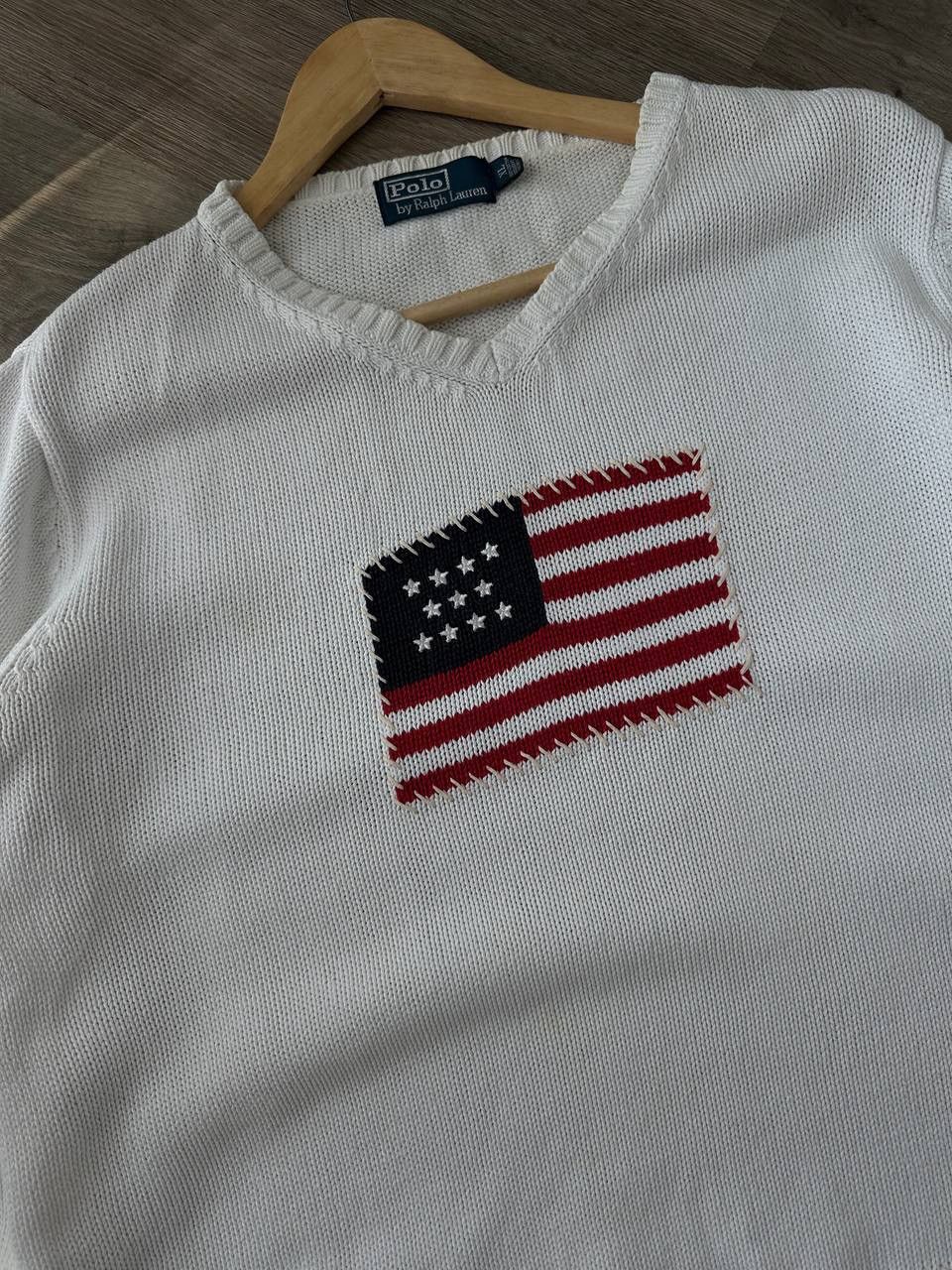 Polo Ralph Lauren Vintage Polo Ralph Lauren White USA Flag Sweater Size US S / EU 44-46 / 1 - 7 Thumbnail