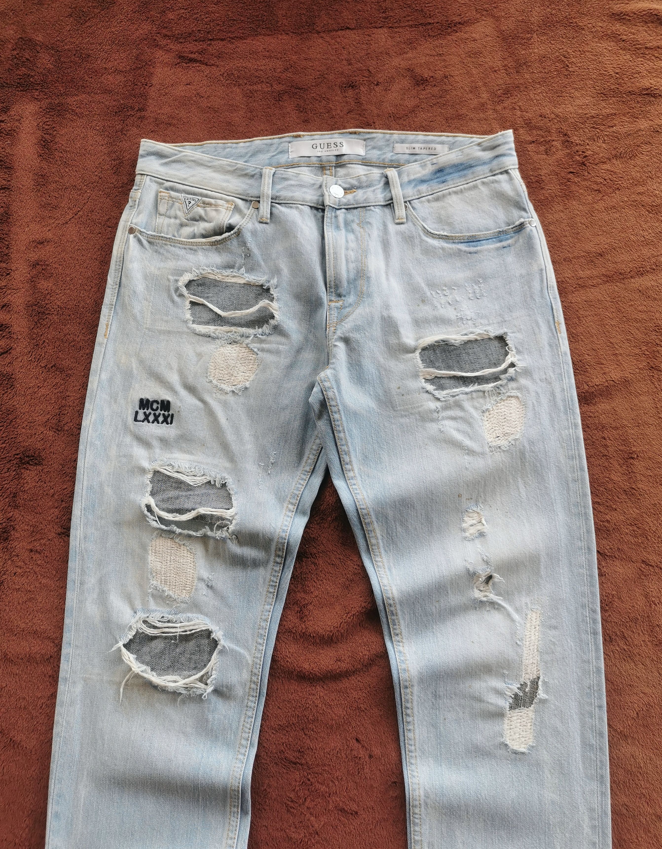 A$AP Rocky × Guess Guess Distressed Denim Jeans With Several Ripped Frayed Size US 33 - 6 Thumbnail