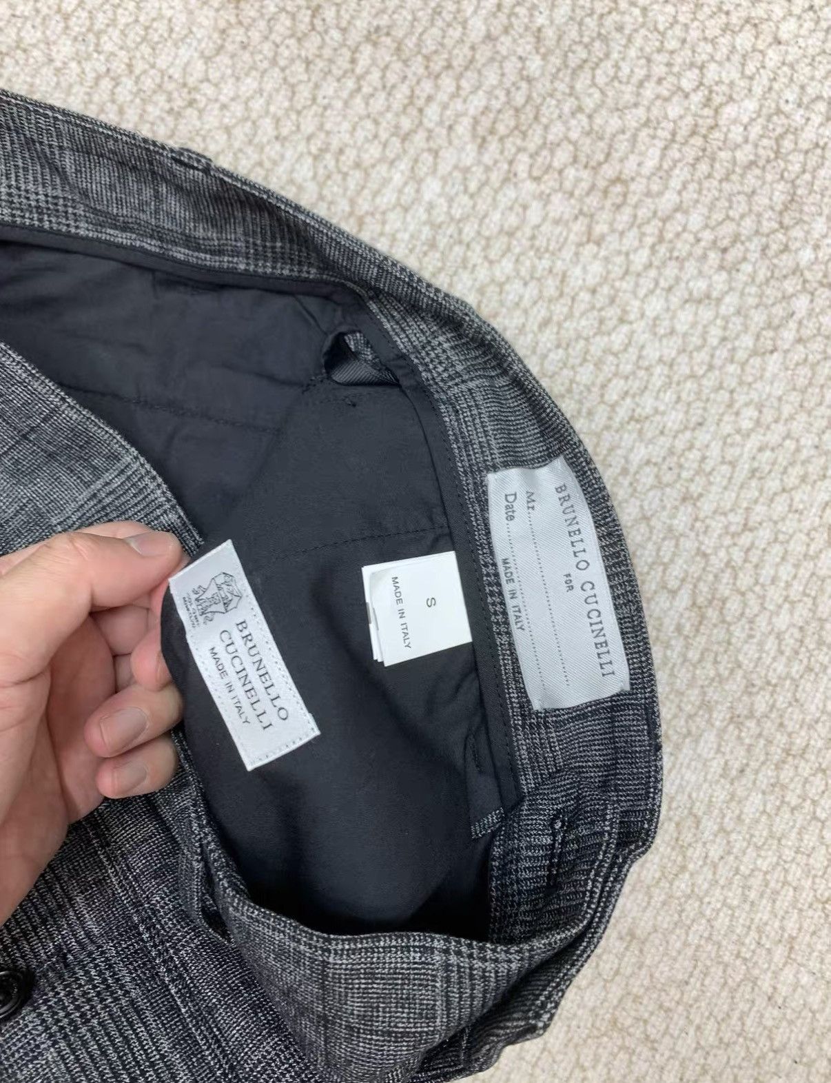Brunello Cucinelli BRUNELLO CUCINELLI Dark Grey Plaid Multi-Pocket Cargo Pants Size US 32 / EU 48 - 8 Thumbnail