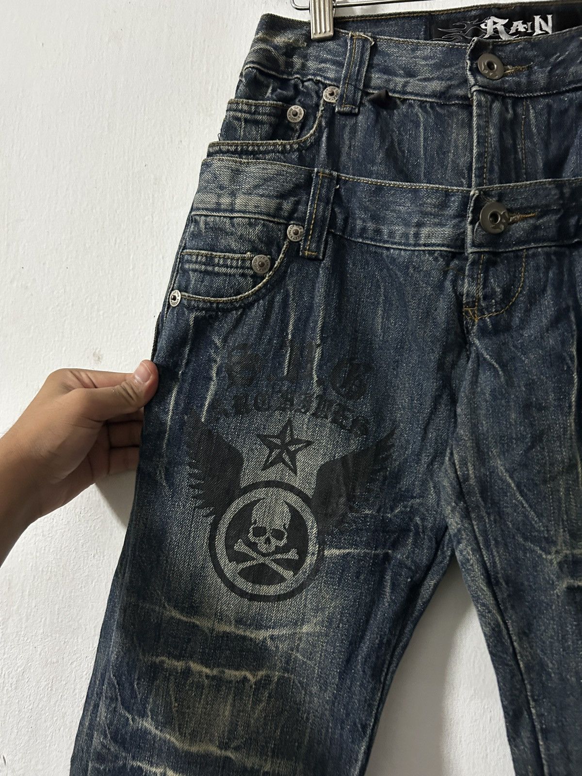 Japanese Brand 2000’s Rain King of Hip Hop Double Waist grunge punk style Size US 27 - 4 Thumbnail