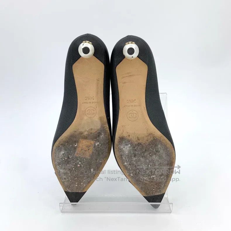 Chanel Chanel Black pointed toe thin heel pearl-decorated high he Size US 4 / IT 34 - 5 Thumbnail