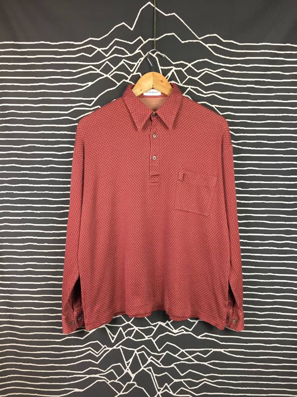 Yves Saint Laurent Vtg YSL Yves Saint Laurent Patterned Longsleeve Polo Tee Size US L / EU 52-54 / 3 - 1 Thumbnail