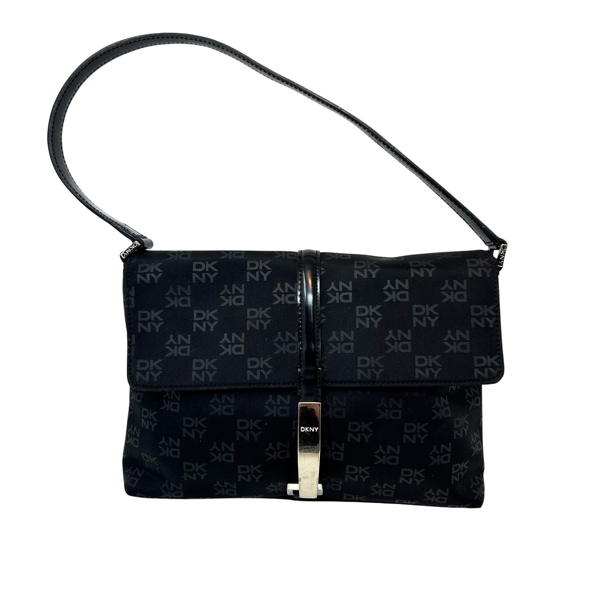 DKNY VINTAGE Y2K DKNY LOGO Baguette Bag Black Shoulder Bag Purse Size ONE SIZE - 1 Thumbnail