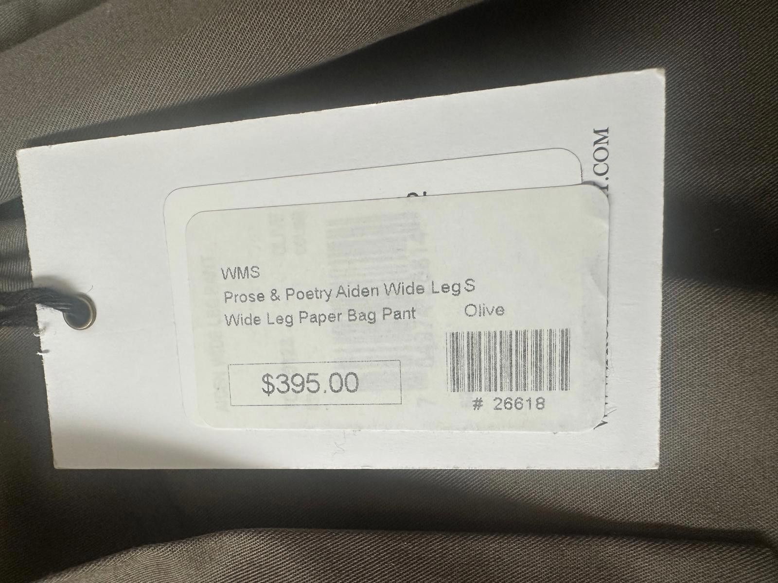Other Prose & Poetry “Aiden” Wide-Leg Paper-Bag Pants – S - Olive Size 28" / US 6 / IT 42 - 5 Thumbnail