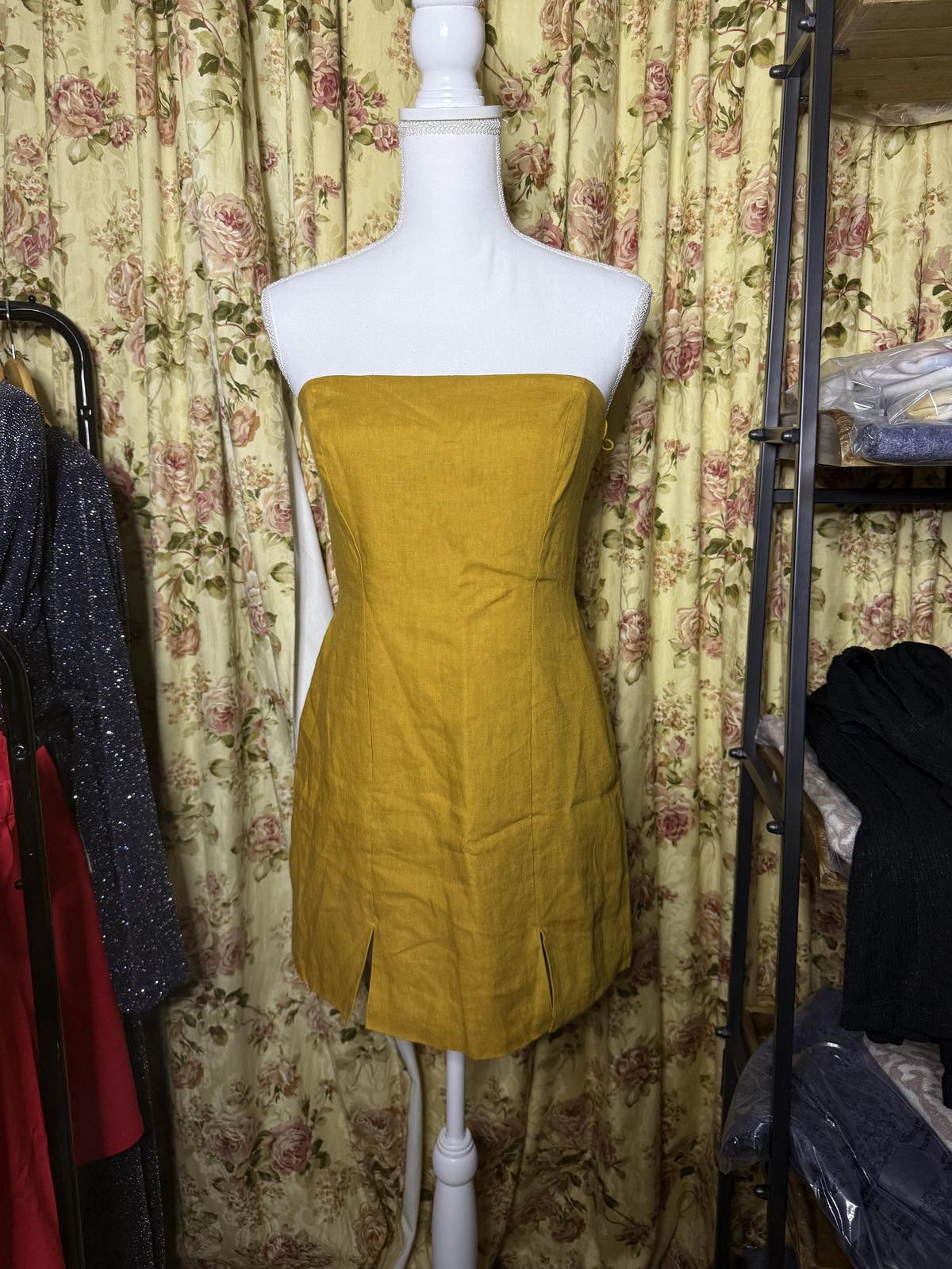 Rumer the Label Harper Mini Mustard Strapless Small NWT
