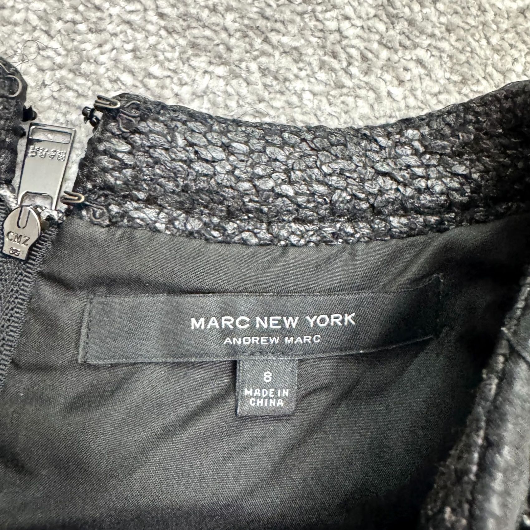 Vintage Marc New York Metallic Beaded Embellished Midi Sheath Dress Women 8 Black Silver Size M / US 6-8 / IT 42-44 - 7 Thumbnail