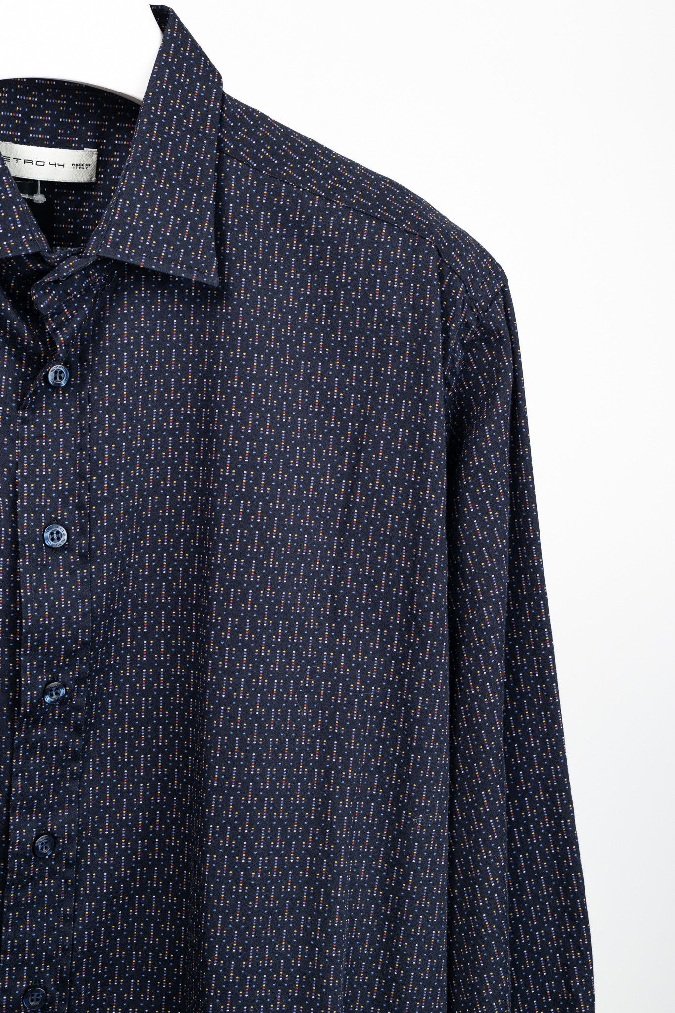 Etro Etro Navy Micro-Dot Cotton Buttoned Shirt Size US XL / EU 56 / 4 - 5 Thumbnail