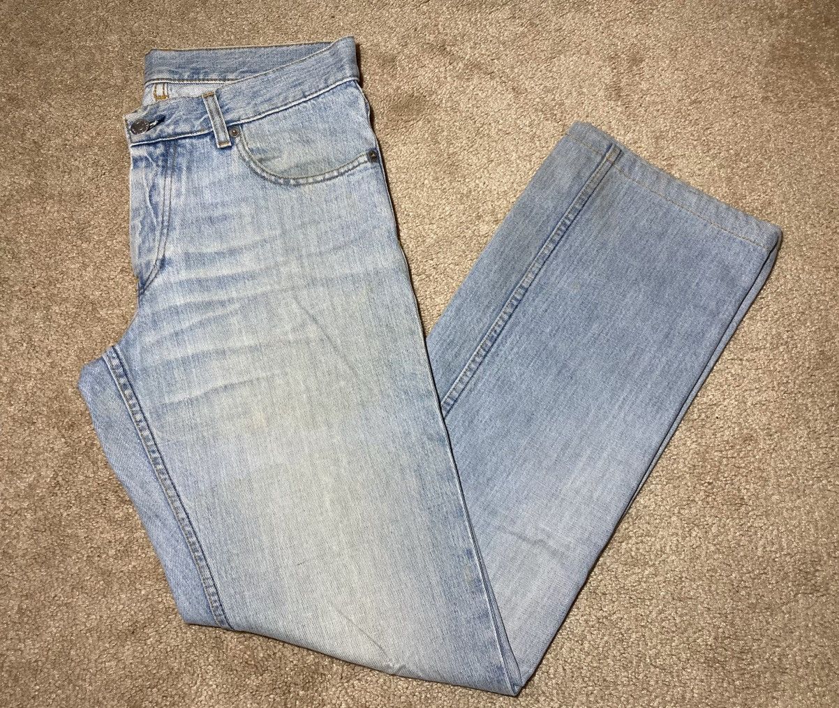 image of 2000S Helmut Lang Vintage Denim Low Waist Bootcut Jeans 90's in Blue, Men's (Size 30)