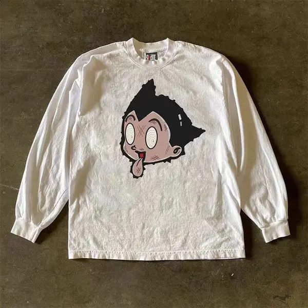 Japanese Brand zai White casual retro Astro Boy print long sleeve t-shirt Size US L / EU 52-54 / 3 - 7 Thumbnail