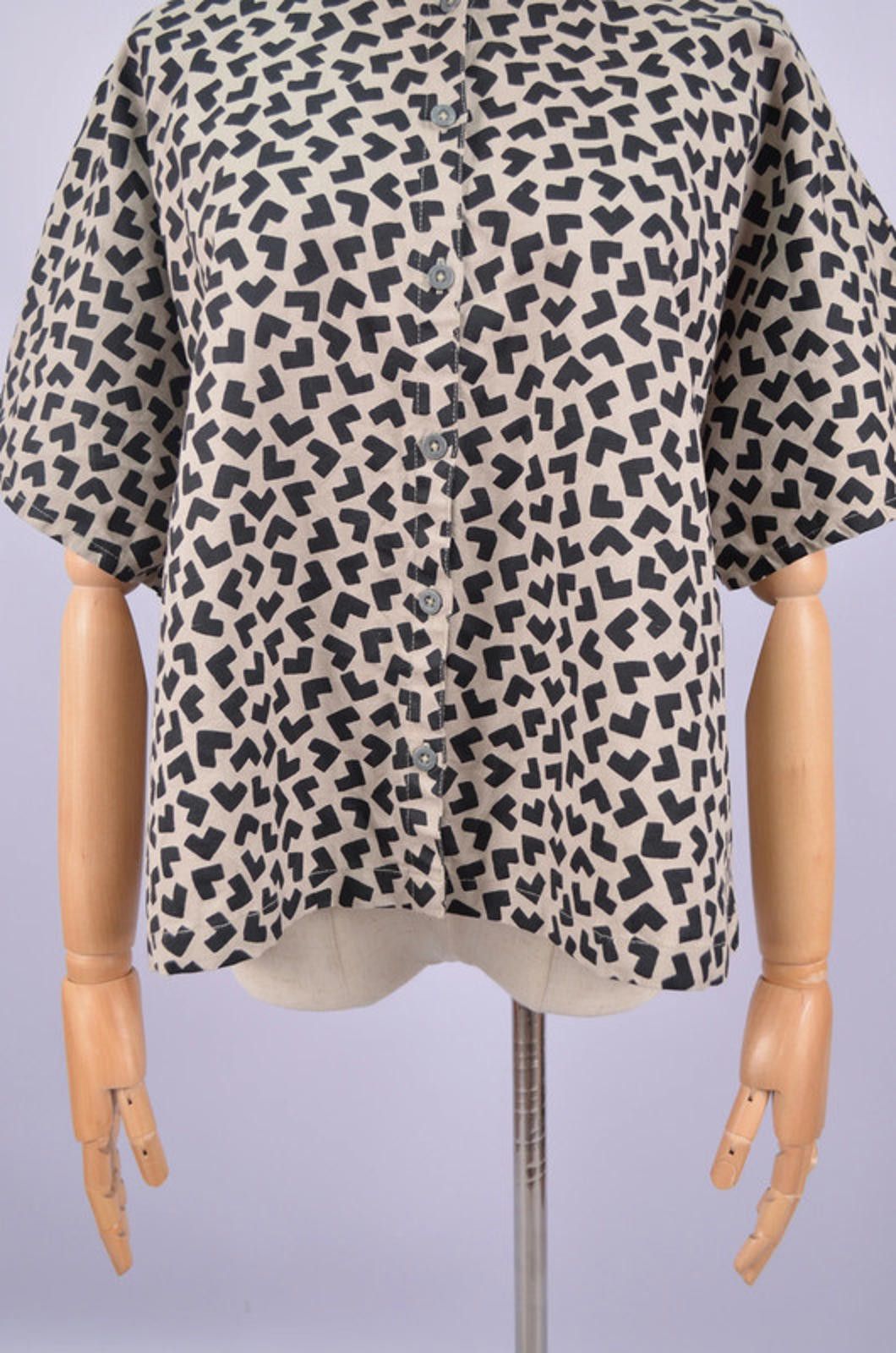 Designer Gudrun Sjoden Print Cotton Linen Tunic Shirt Size M Relaxed Size M / US 6-8 / IT 42-44 - 2 Thumbnail