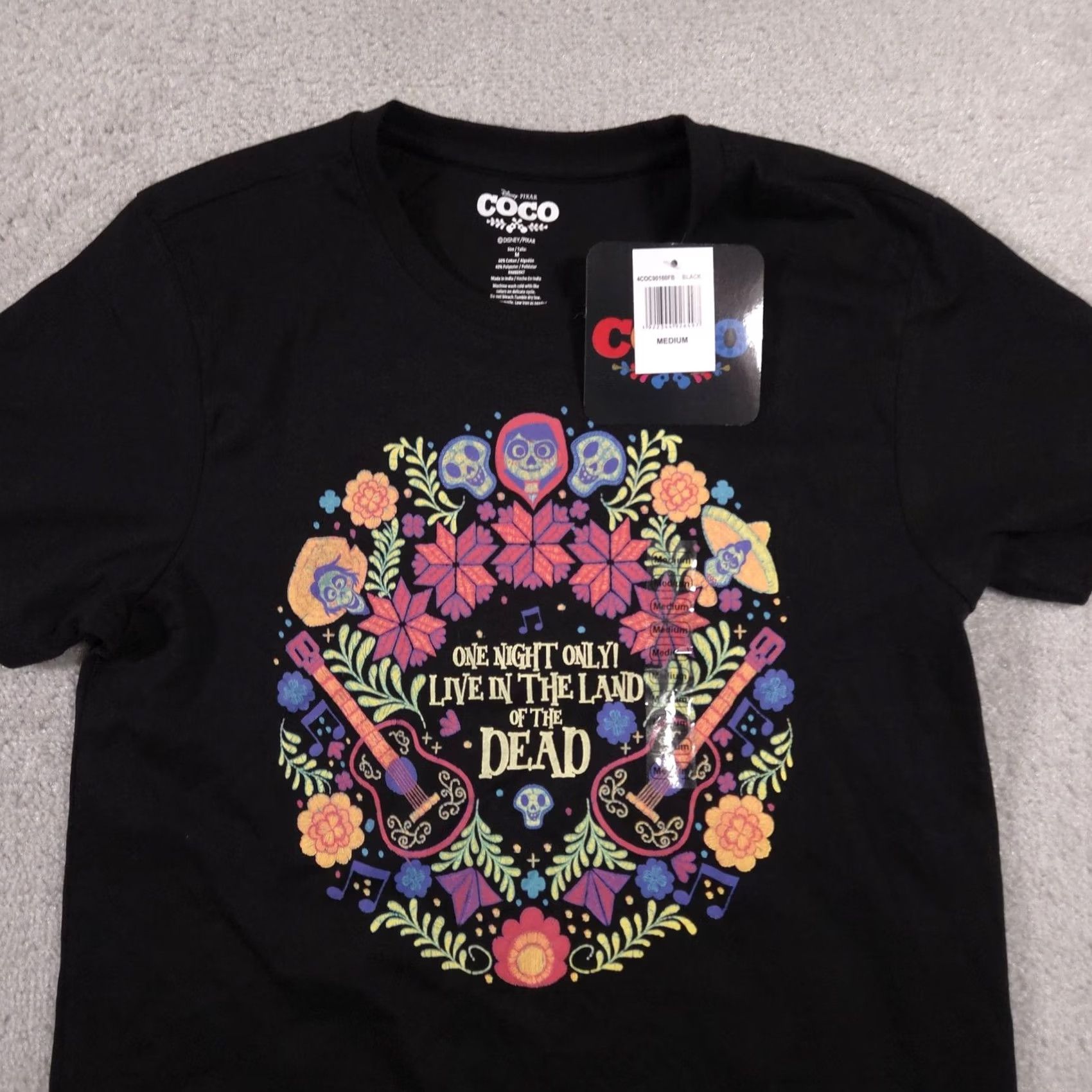 Disney VINTAGE Disney Pixar COCO Shirt Adult Medium Black One Night Only Land of the Dead Tee Size US M / EU 48-50 / 2 - 3 Thumbnail