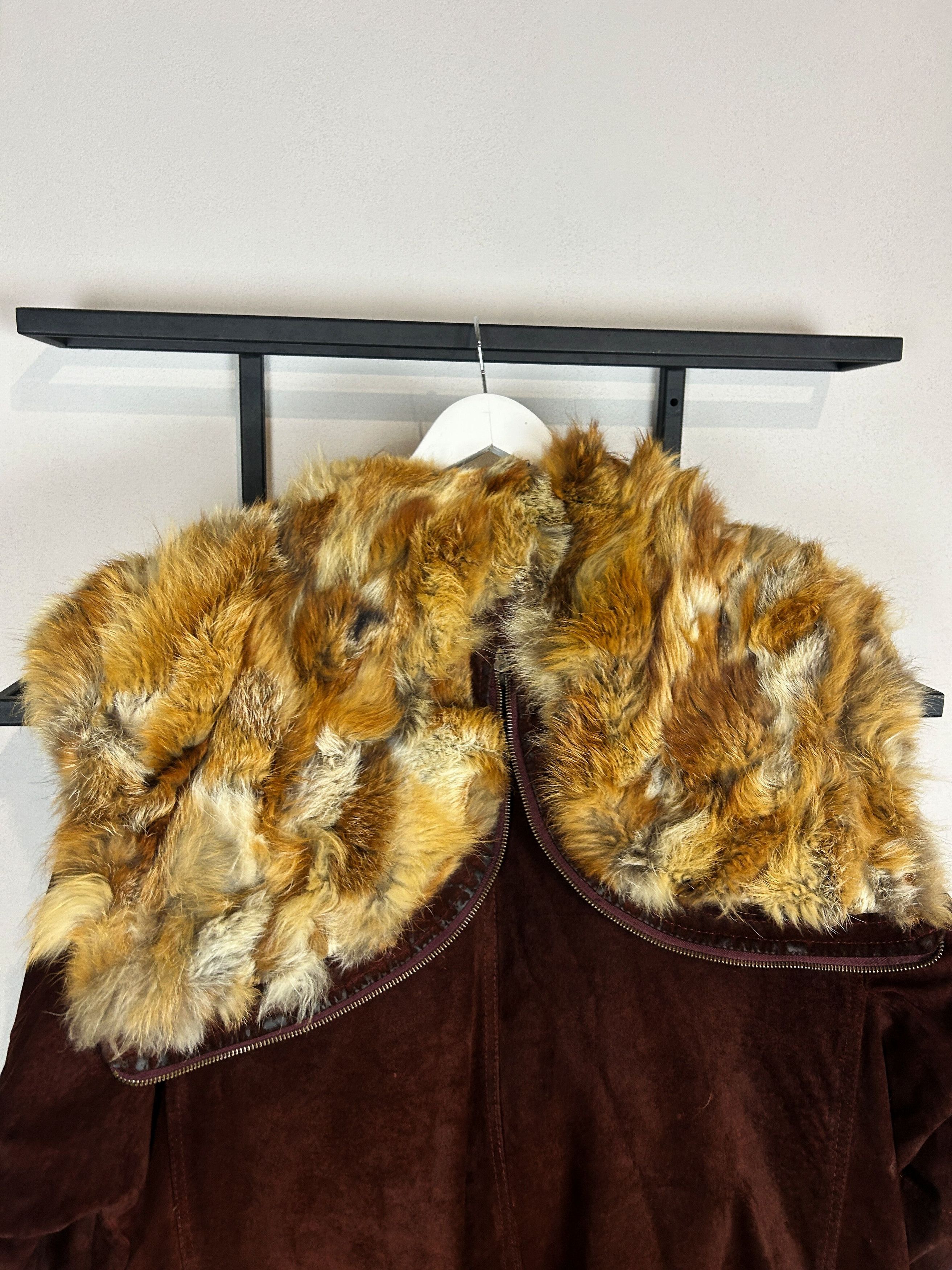 Japanese Brand Suede Leather Coat Fur Trim Vintage Luxury Brown Long Size US L / EU 52-54 / 3 - 11 Thumbnail