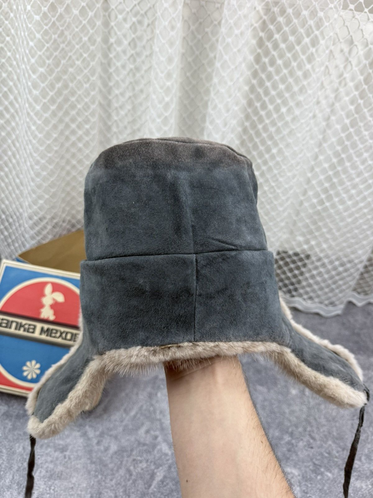 Japanese Brand Vintage Faded 90s Alt Fuzzy Mohair Ushanka USSR Hat Size ONE SIZE - 10 Thumbnail