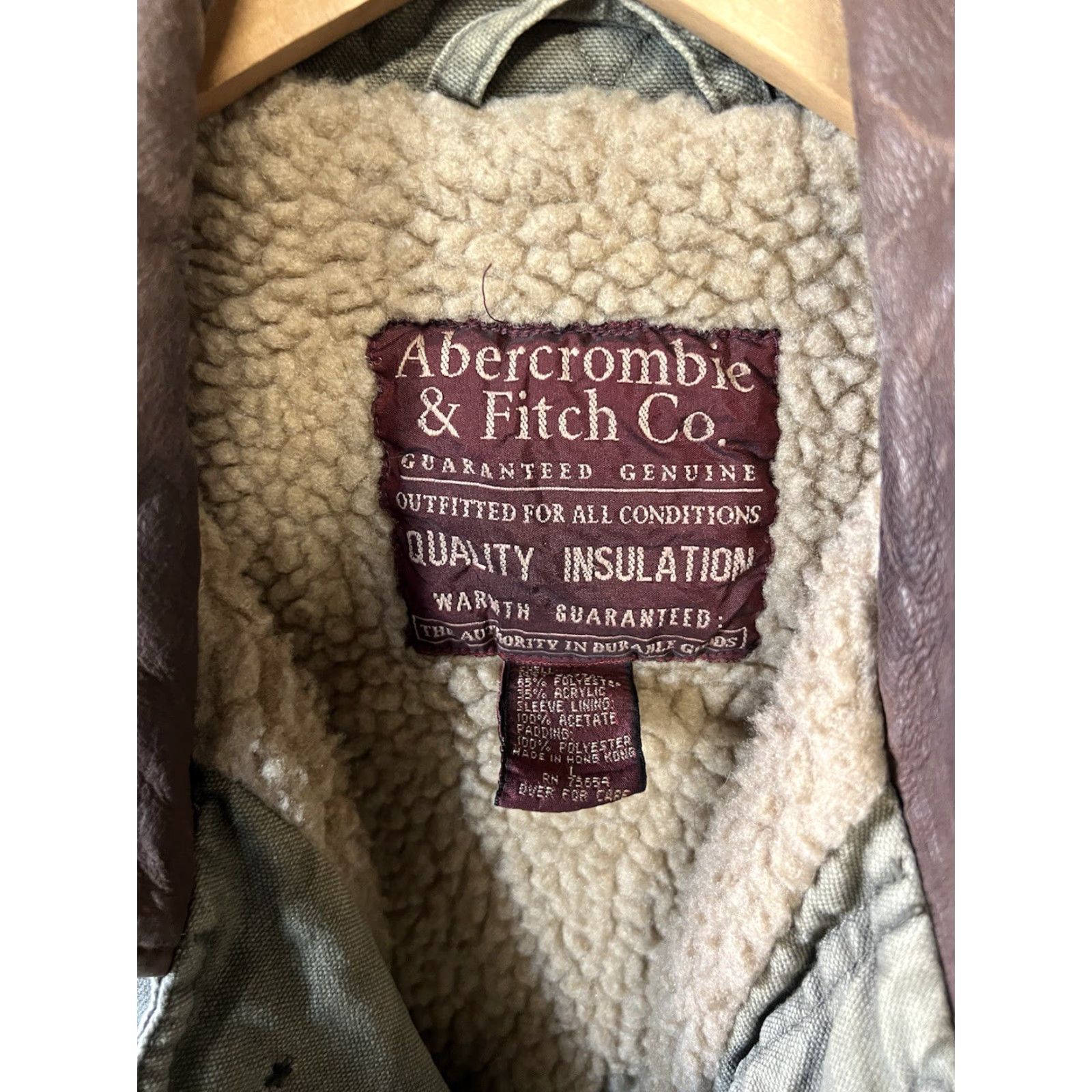 Abercrombie & Fitch VINTAGE Abercrombie & Fitch Jacket Mens Green Canvas Lined Sherpa Button Up Size L Size US L / EU 52-54 / 3 - 3 Thumbnail