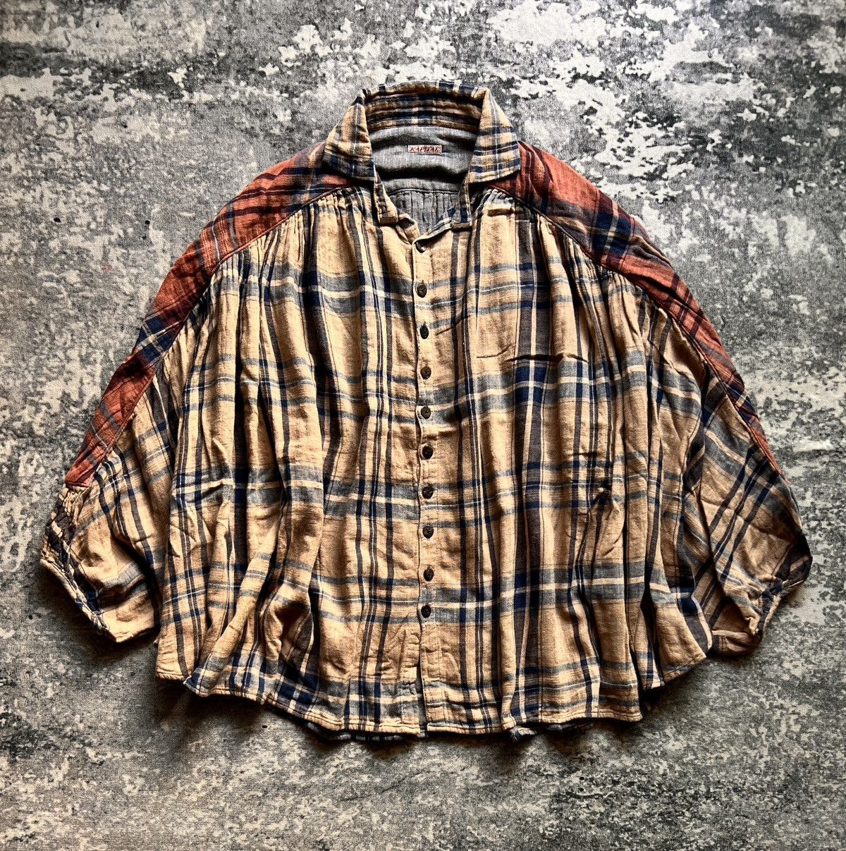 Kapital Kapital Checkered Poncho Button Up Shirt Size US S / EU 44-46 / 1 - 1 Thumbnail