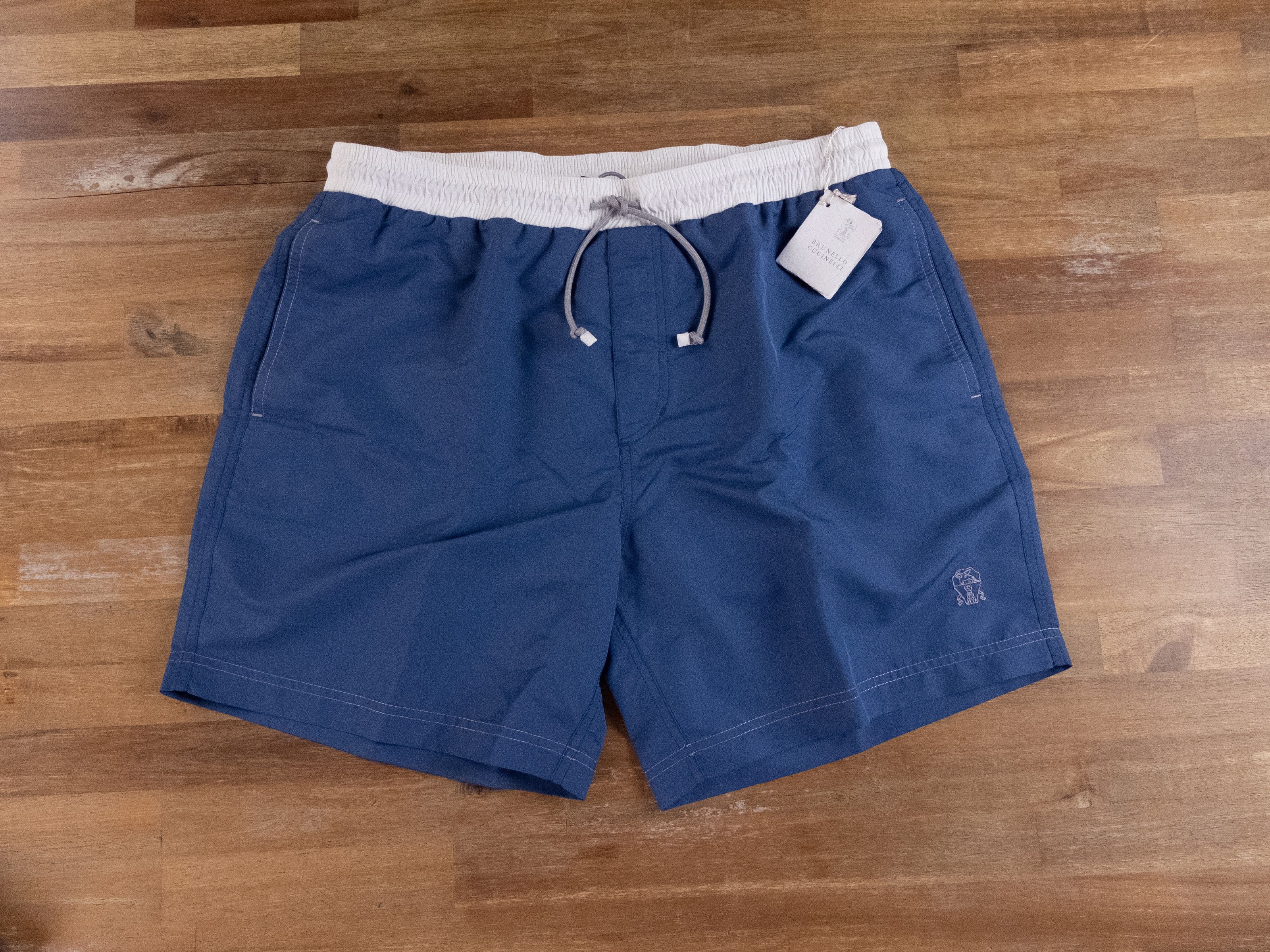 image of Brunello Cucinelli Blue Logo Swim Shorts XL Authentic, Men's (Size 36)