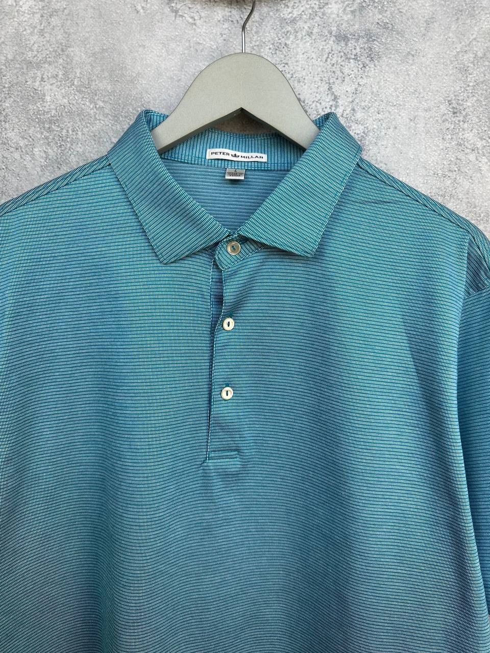 Peter Millar Peter Millar Gingham Check Polo Shirt Aqua Blue Cotton SS Size US L / EU 52-54 / 3 - 4 Thumbnail