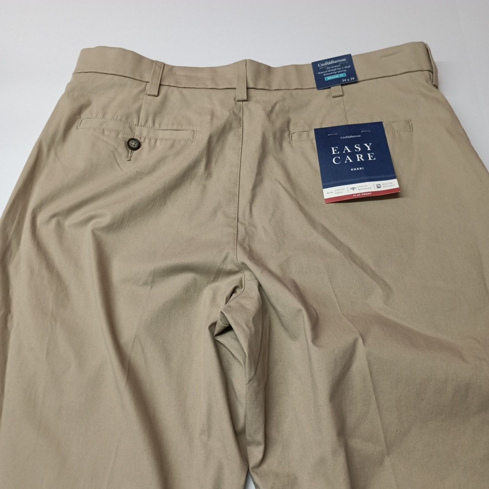 Croft & Barrow Croft & Barrow Khakis Mens Size 34x34 Flat Front Tan Stretch Size US 34 / EU 50 - 7 Thumbnail