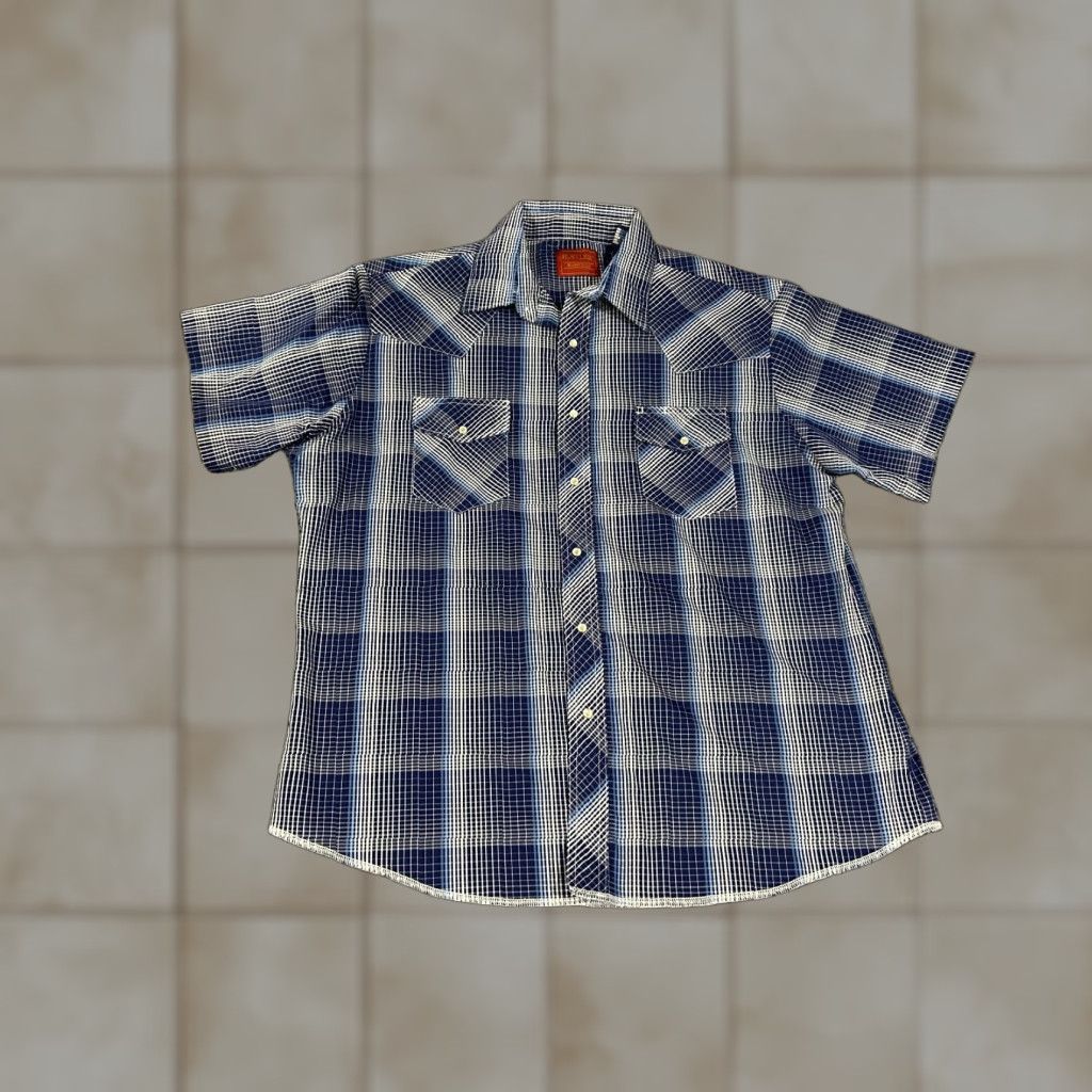 Vintage Rustlers shirt mens XL blue plaid long sleeve snap button casual western cowboy Size US XL / EU 56 / 4 - 1 Thumbnail