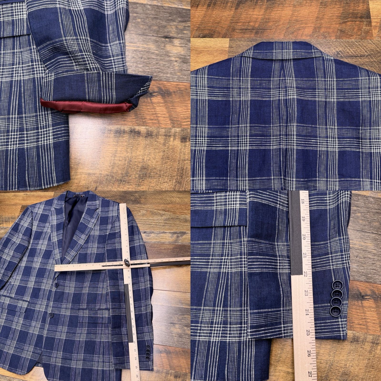 Tommy Hilfiger Tommy Hilfiger Blazer Linen Navy Plaid 40R Mens Sport Coat Regular Fit Notch Lapel Two-Button Double-Vented Jacket Short Description: None Size 40R - 8 Thumbnail