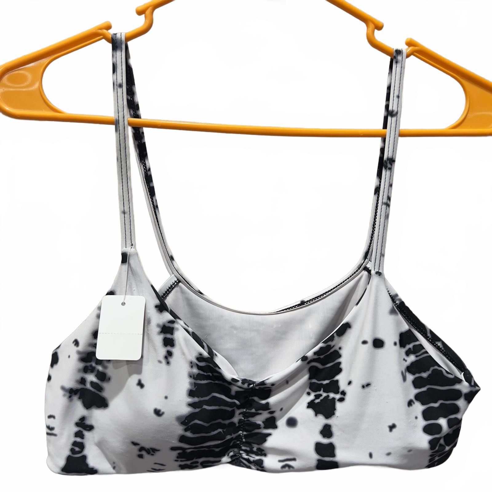 Other Black and White Tie-Dye Sports Bra with Adjustable Straps Size ONE SIZE - 2 Thumbnail