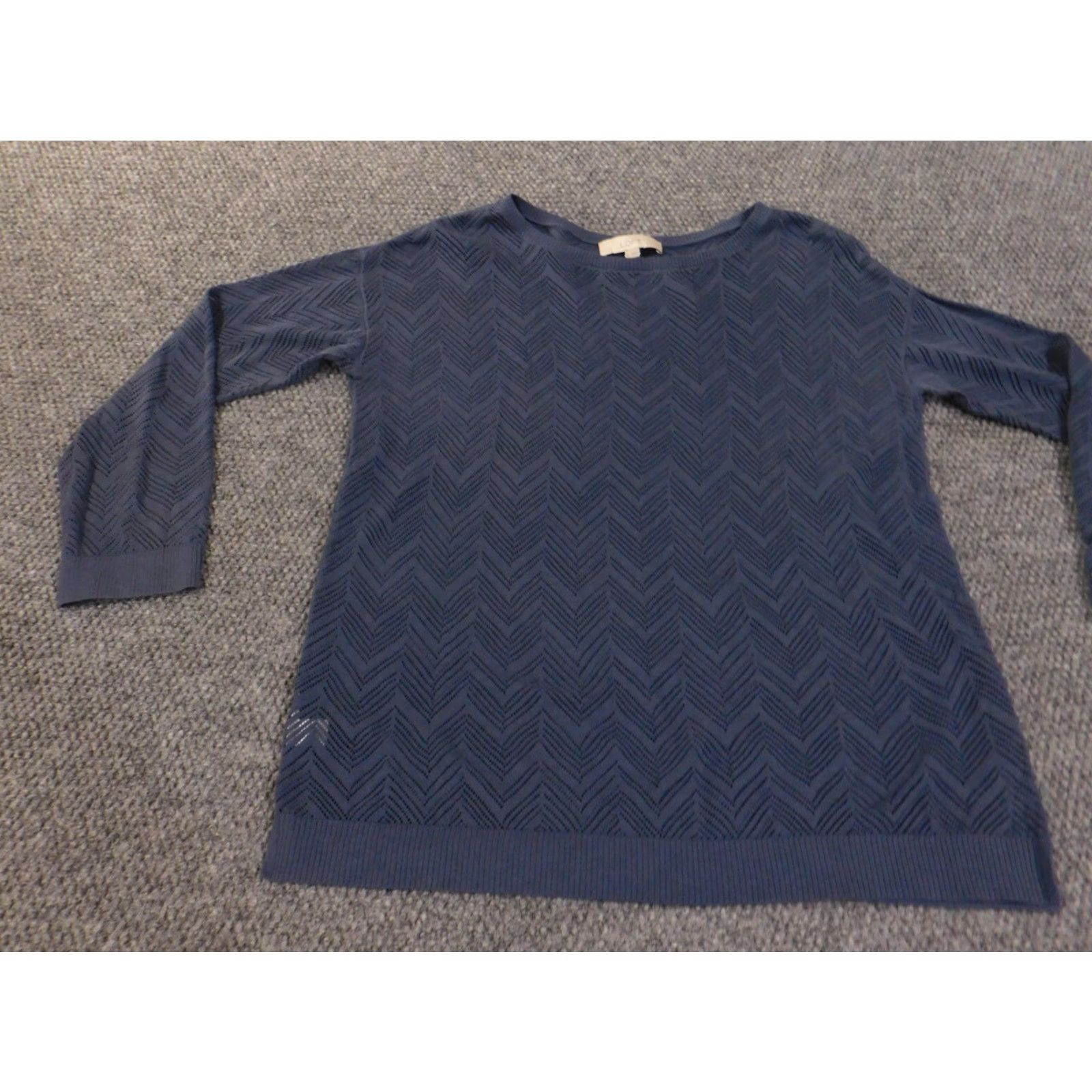 Loft LOFT Sweater Pullover Long Sleeve Crew Neck Women Regular Cotton Knit Blue L Modern Design Stretch Crewneck Casual Size L / US 10 / IT 46 - 3 Thumbnail