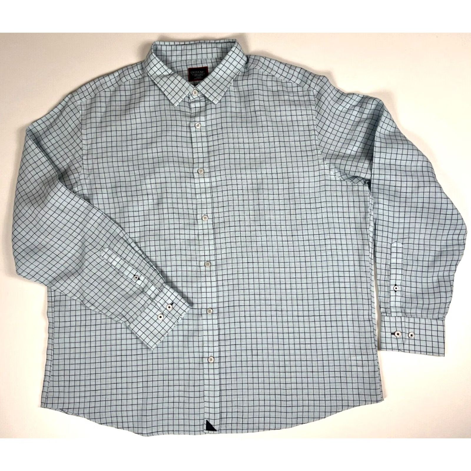 UNTUCKit UNTUCKit Men's Button-Up Shirt Biltmore WR 40463 3XL Linen Light Blue Regular Fit Check Size XXXL Size US XXL / EU 58 / 5 - 3 Thumbnail