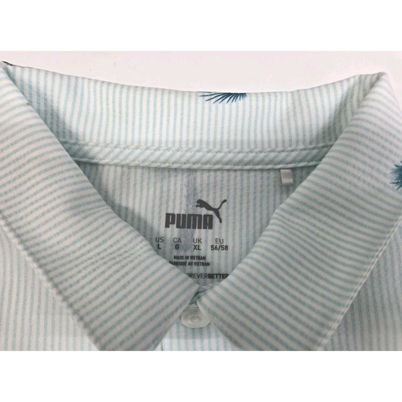 Puma Puma Mens Short Sleeve Button-Up Green/White Shirt Large Size US L / EU 52-54 / 3 - 2 Thumbnail