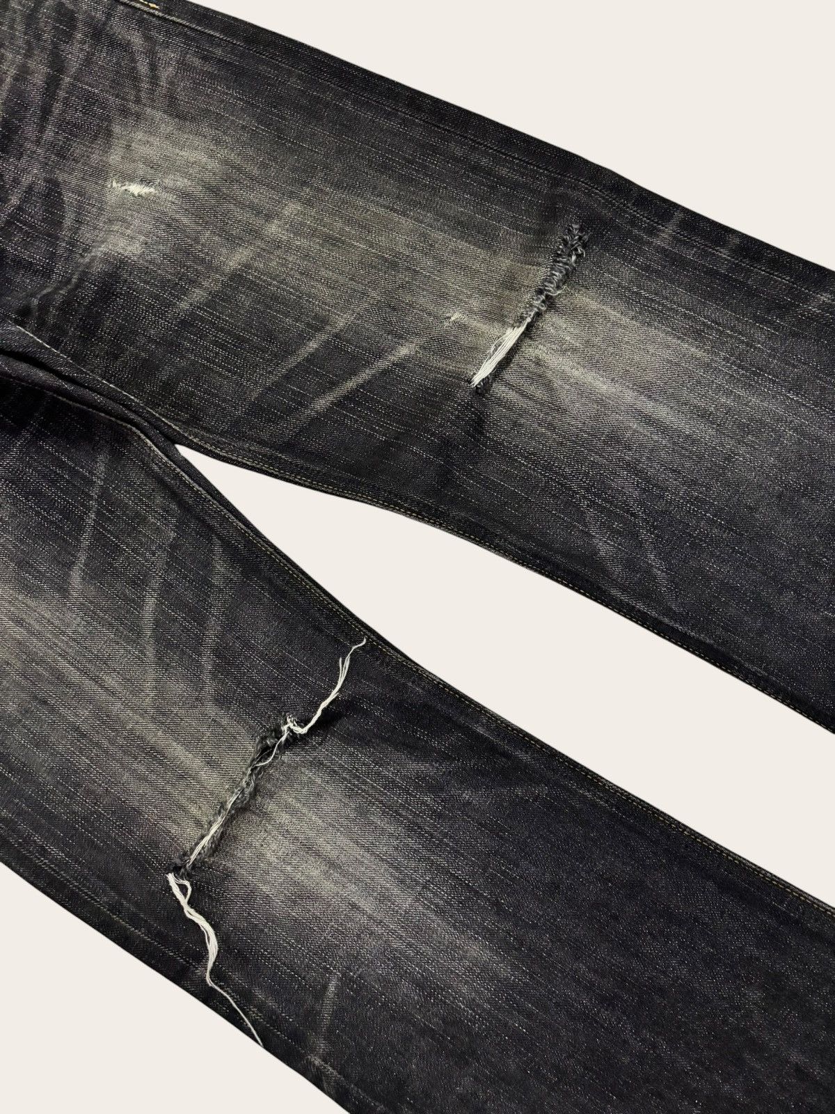 Edwin Japan Black Edwin Blue Trip Flared Distress Jeans Size US 30 / EU 46 - 4 Thumbnail