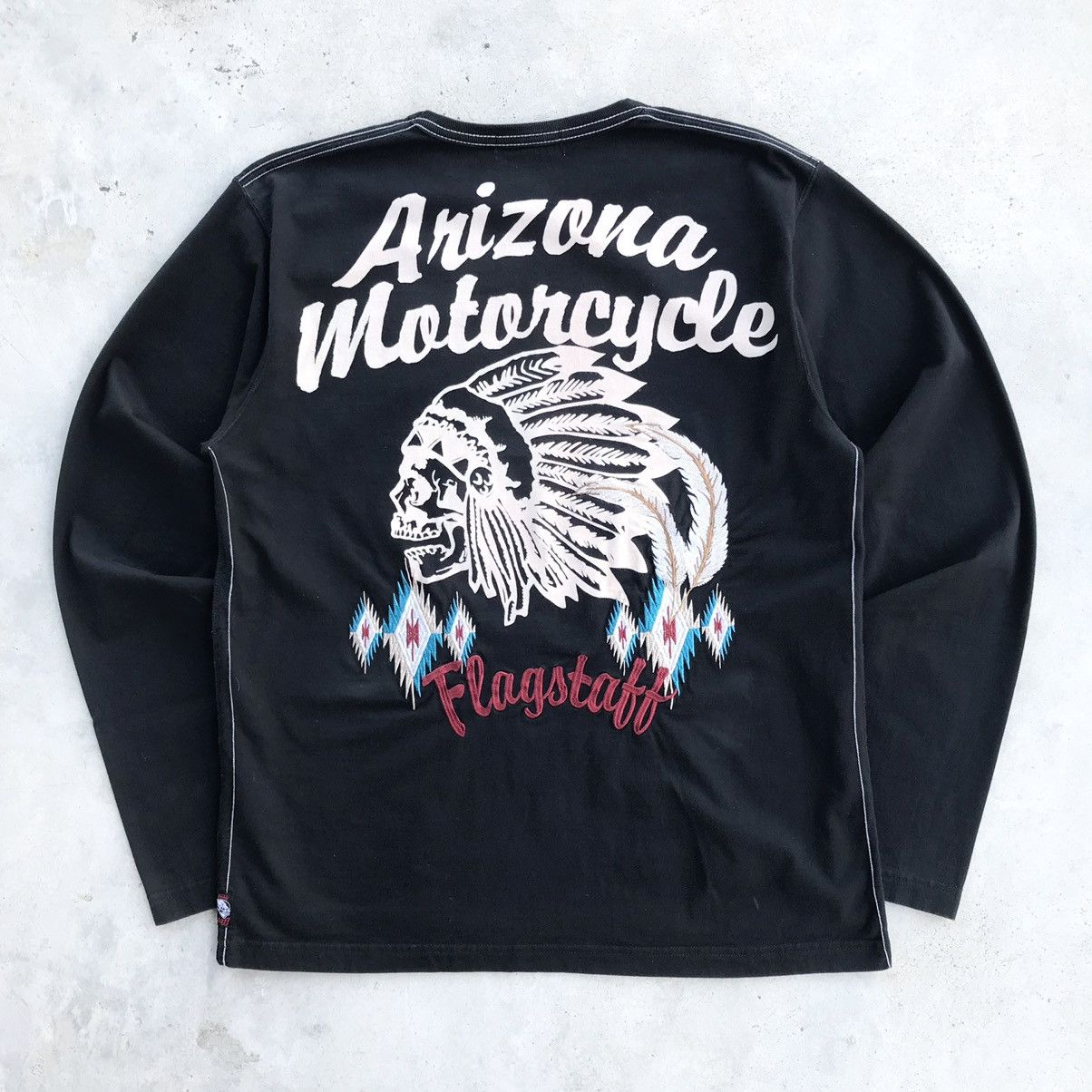 image of Flagstuff x Indian Motercycles Flagstaff Japan Arizona Motorcycle American L/s T-Shirt in Black (Si