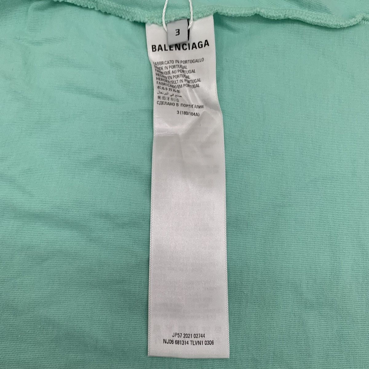 Balenciaga Balenciaga Lake Green Logo Letter Short Sleeve T-shirt K26WX Size US L / EU 52-54 / 3 - 7 Thumbnail