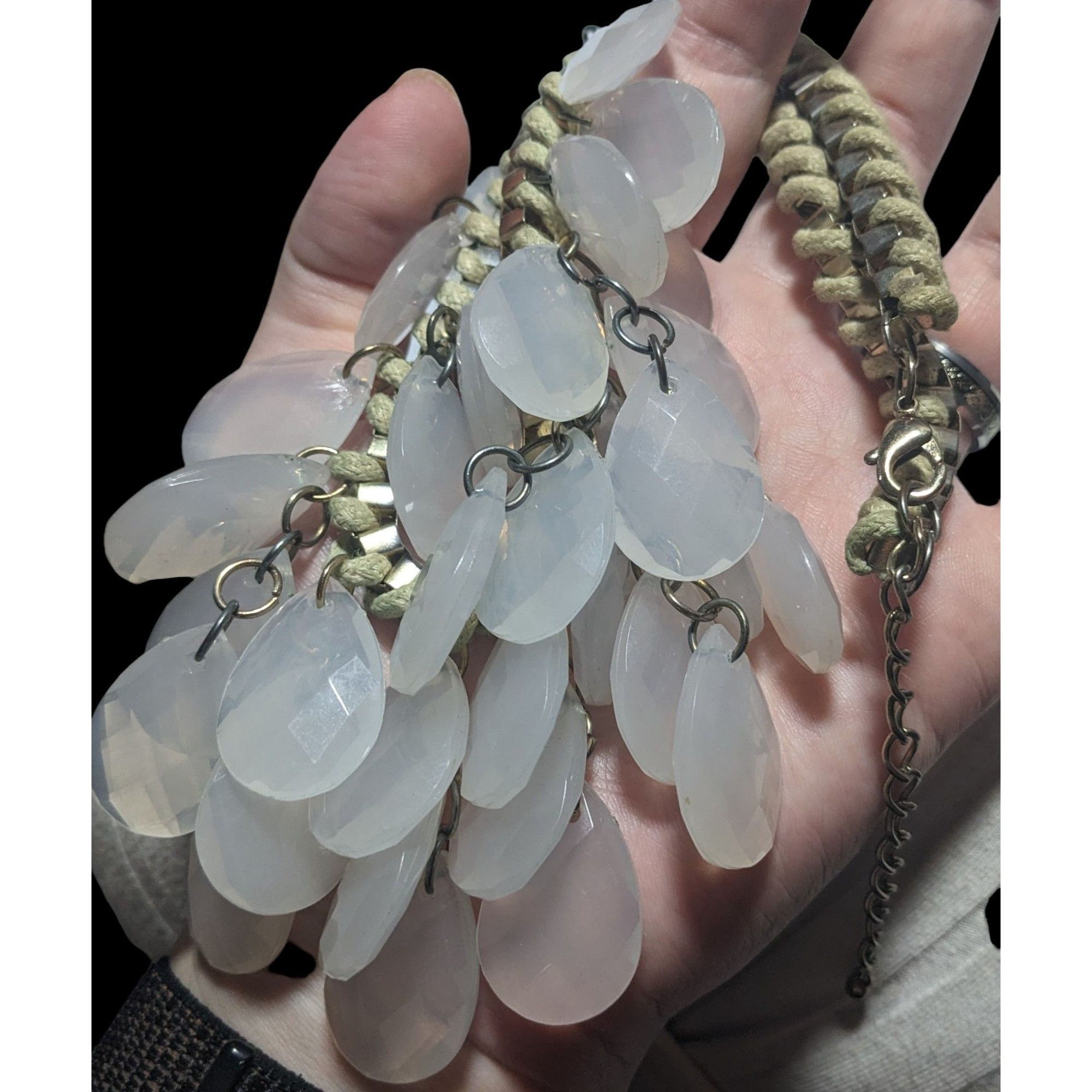 Other Chunky White Teardrop Box Chain Woven Necklace Size ONE SIZE - 4 Thumbnail