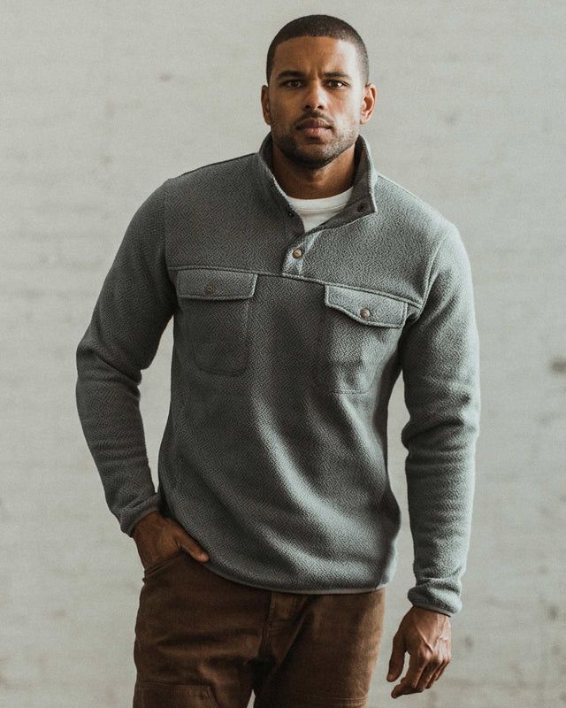 Taylor Stitch The Pack Pullover in Slate Grid Fleece Size US XS / EU 42 / 0 - 7 Thumbnail