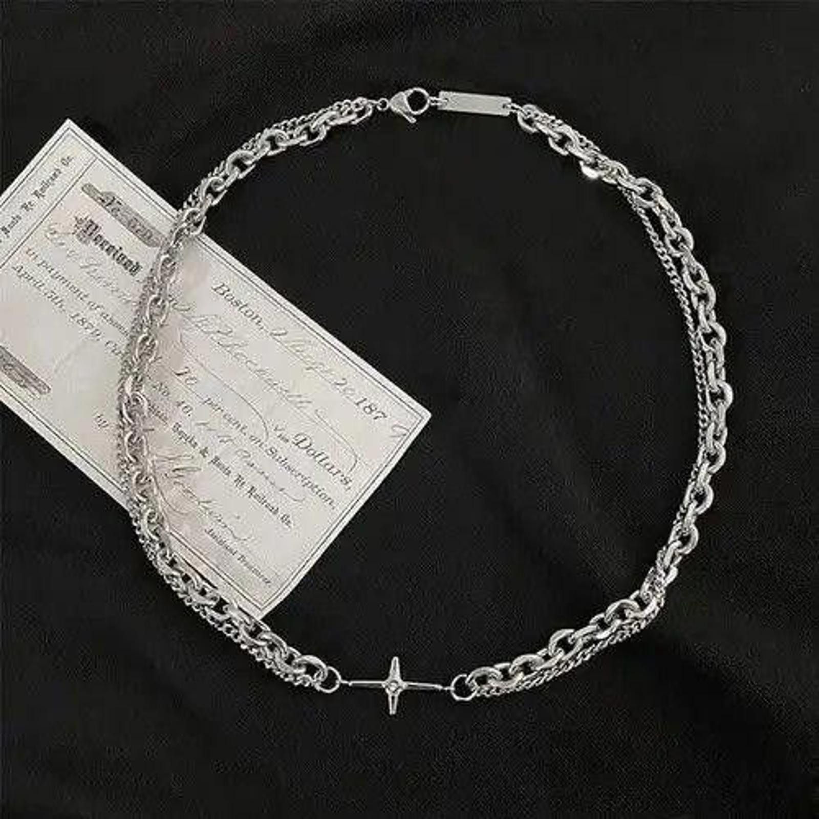 Other Double Layer Titanium Steel Star Chain Link Necklace Size ONE SIZE - 3 Thumbnail