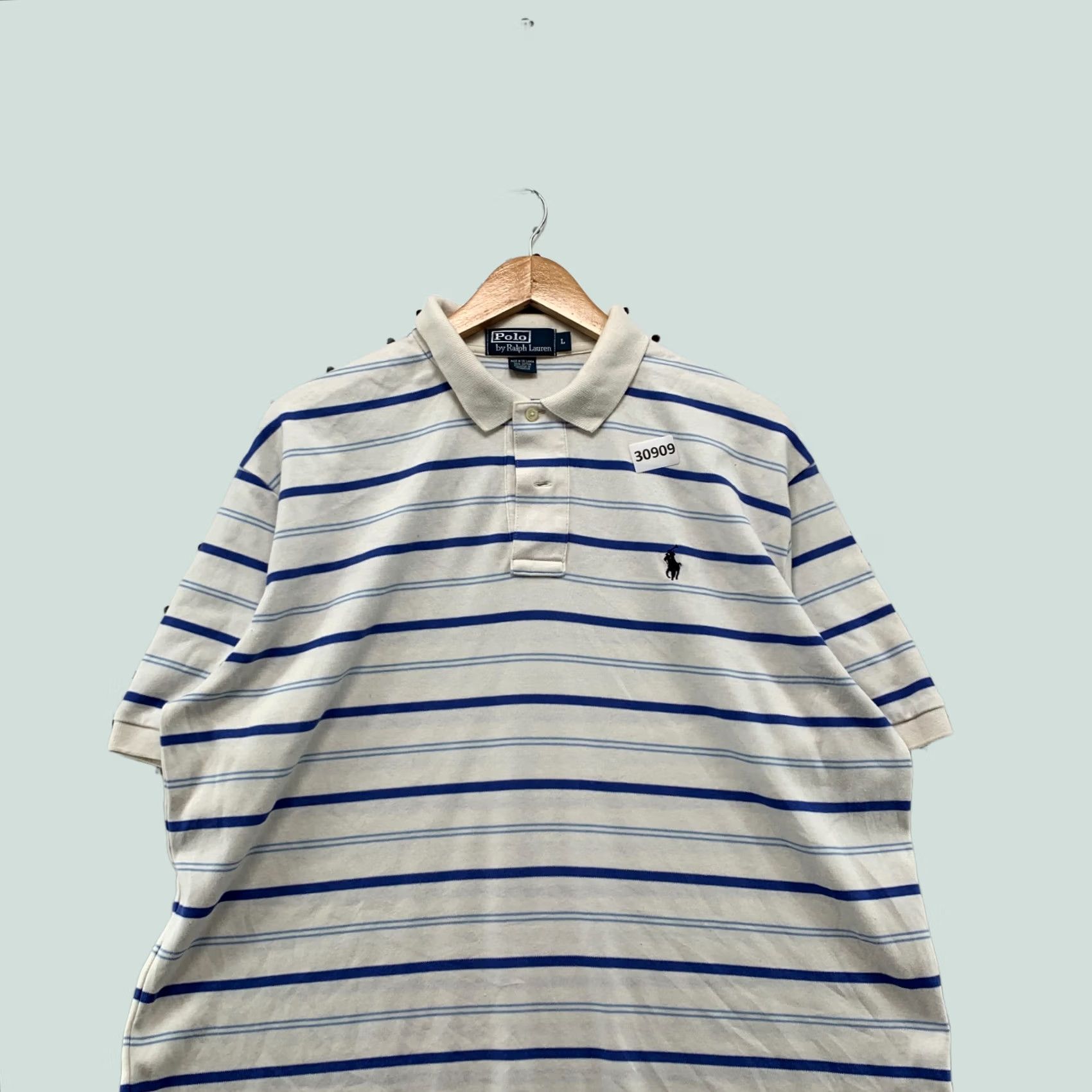 Polo Ralph Lauren Vintage Polo Ralph Lauren Shirt Mens Large White Blue Striped Pony Casual 24X30 Size US L / EU 52-54 / 3 - 1 Thumbnail