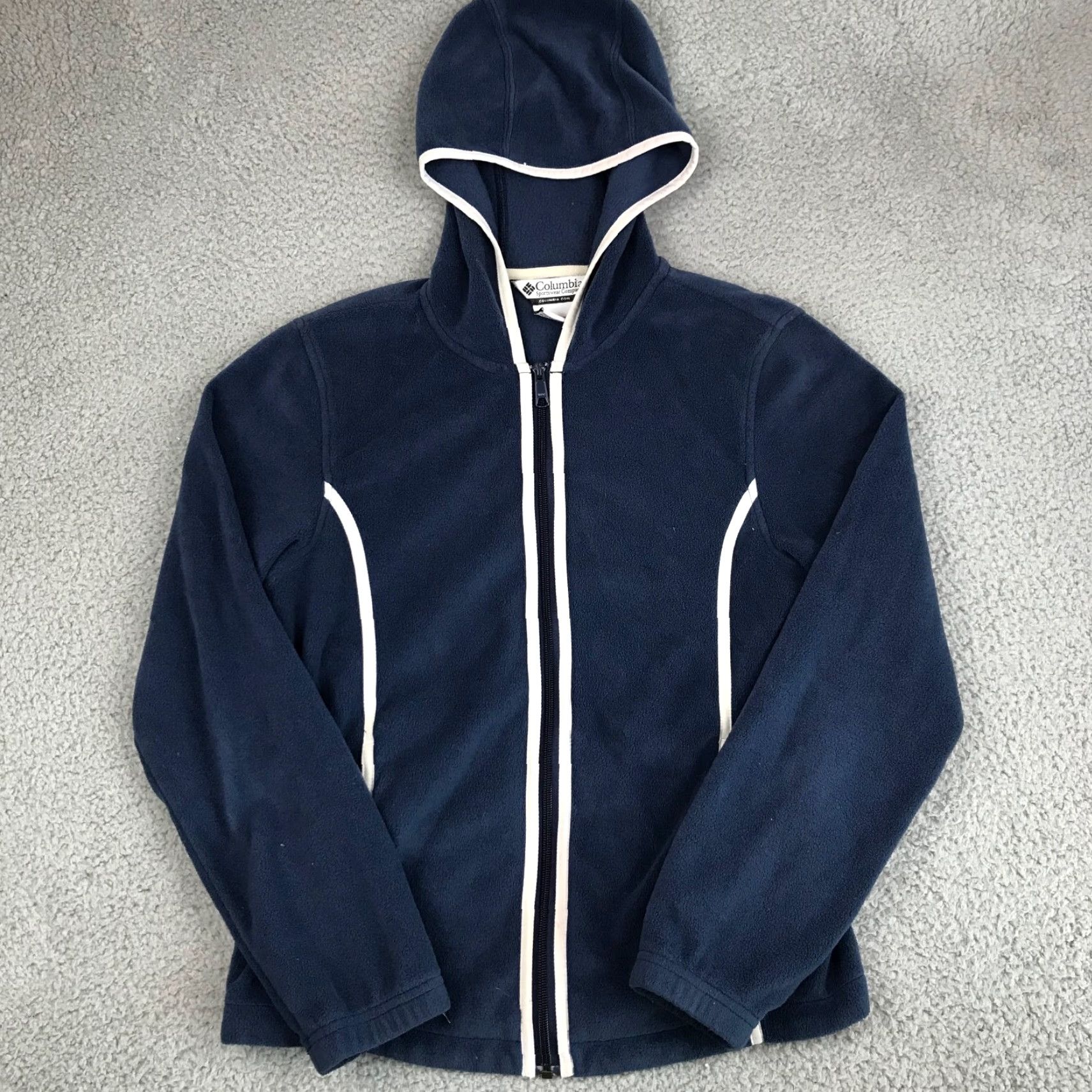 Vintage Columbia Jacket Women's Medium Full Zip Long Sleeve Hooded Blue Solid Size M / US 6-8 / IT 42-44 - 2 Thumbnail