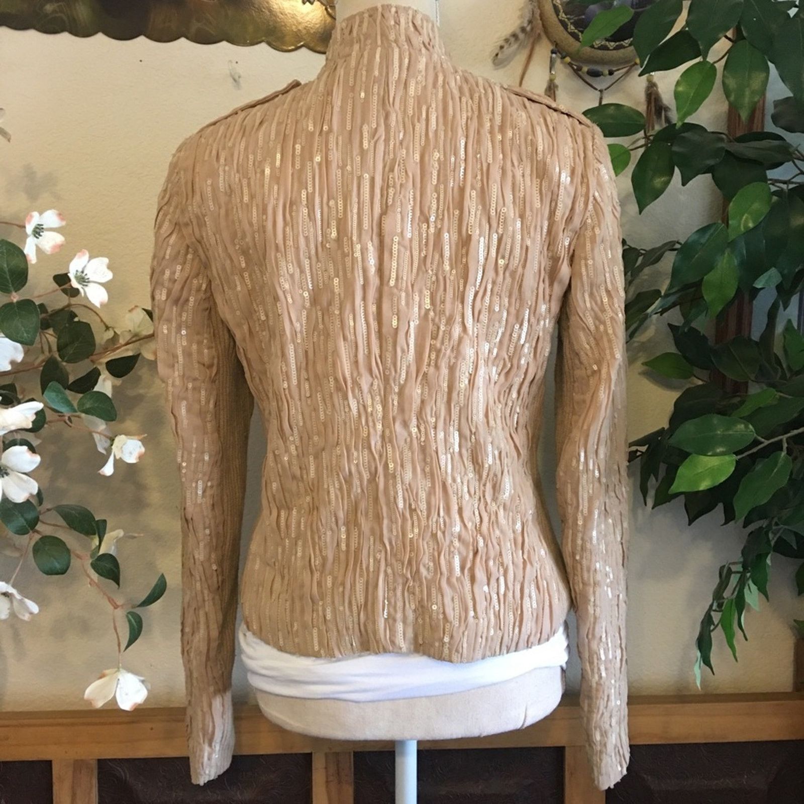 Ann Taylor Ann Taylor tan sequined army style jacket Size XS / US 0-2 / IT 36-38 - 7 Thumbnail