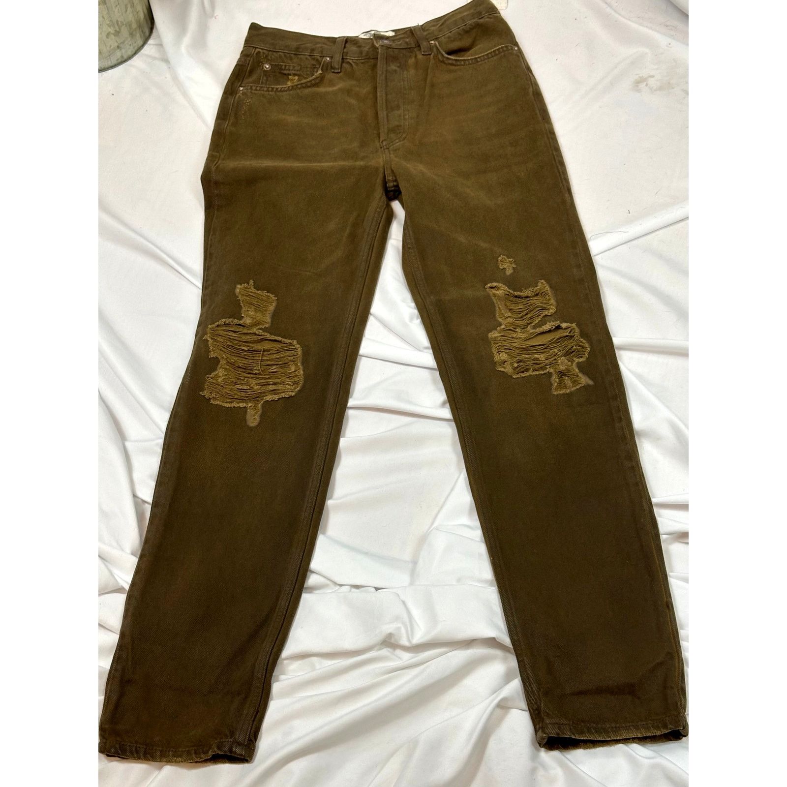 Free People Free People The Lasso Distressed Straight-leg Jeans Brown 25 Size 25" / US 0 / IT 36 - 8 Thumbnail