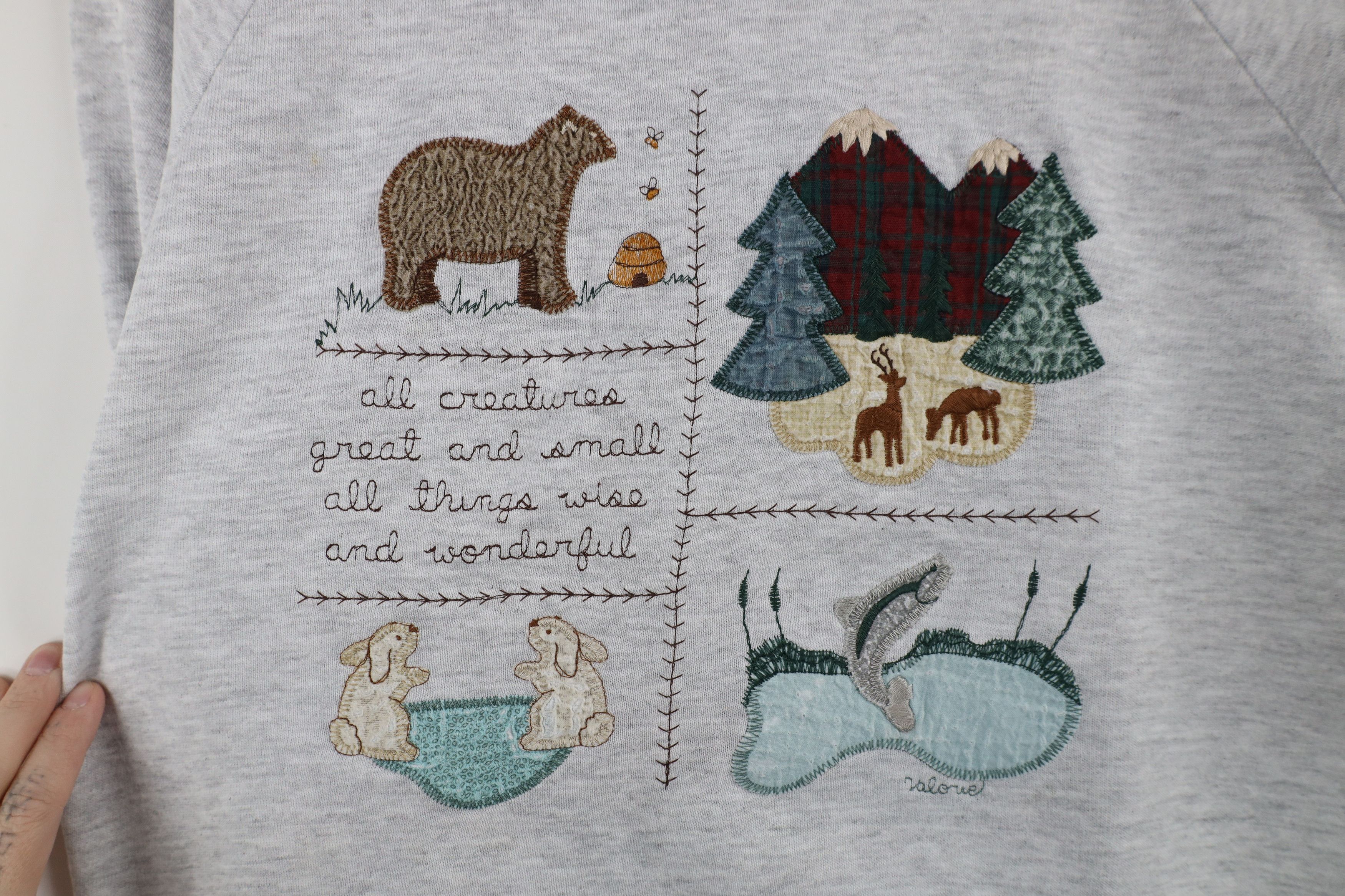 Vintage Vintage 90s Bible Nature Quilt Patchwork Sweatshirt USA Size L / US 10 / IT 46 - 4 Thumbnail