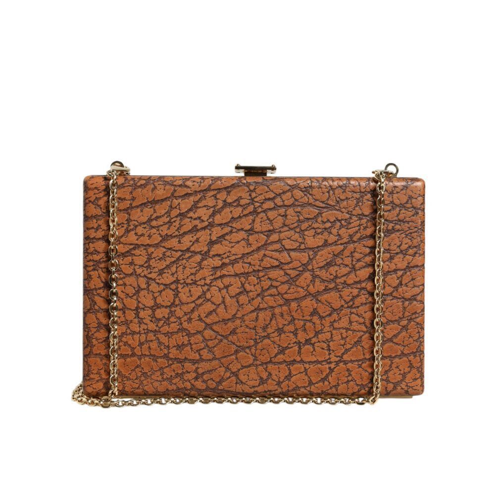 Dolce & Gabbana Dolce & Gabbana Brown Leather Gold Frame Clutch Mini Crossbo Size ONE SIZE - 1 Thumbnail