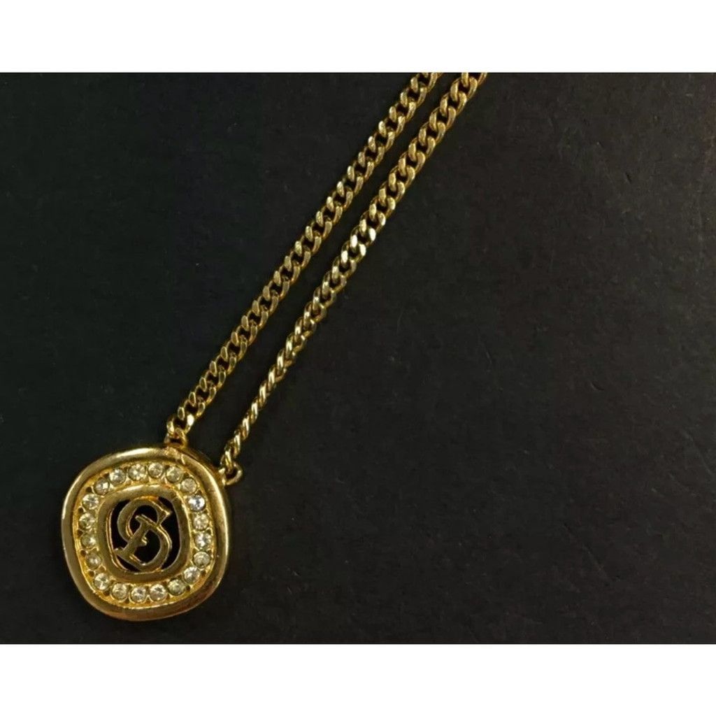 Dior Christian Dior CD logo gold and crystal necklace Size ONE SIZE - 1 Thumbnail