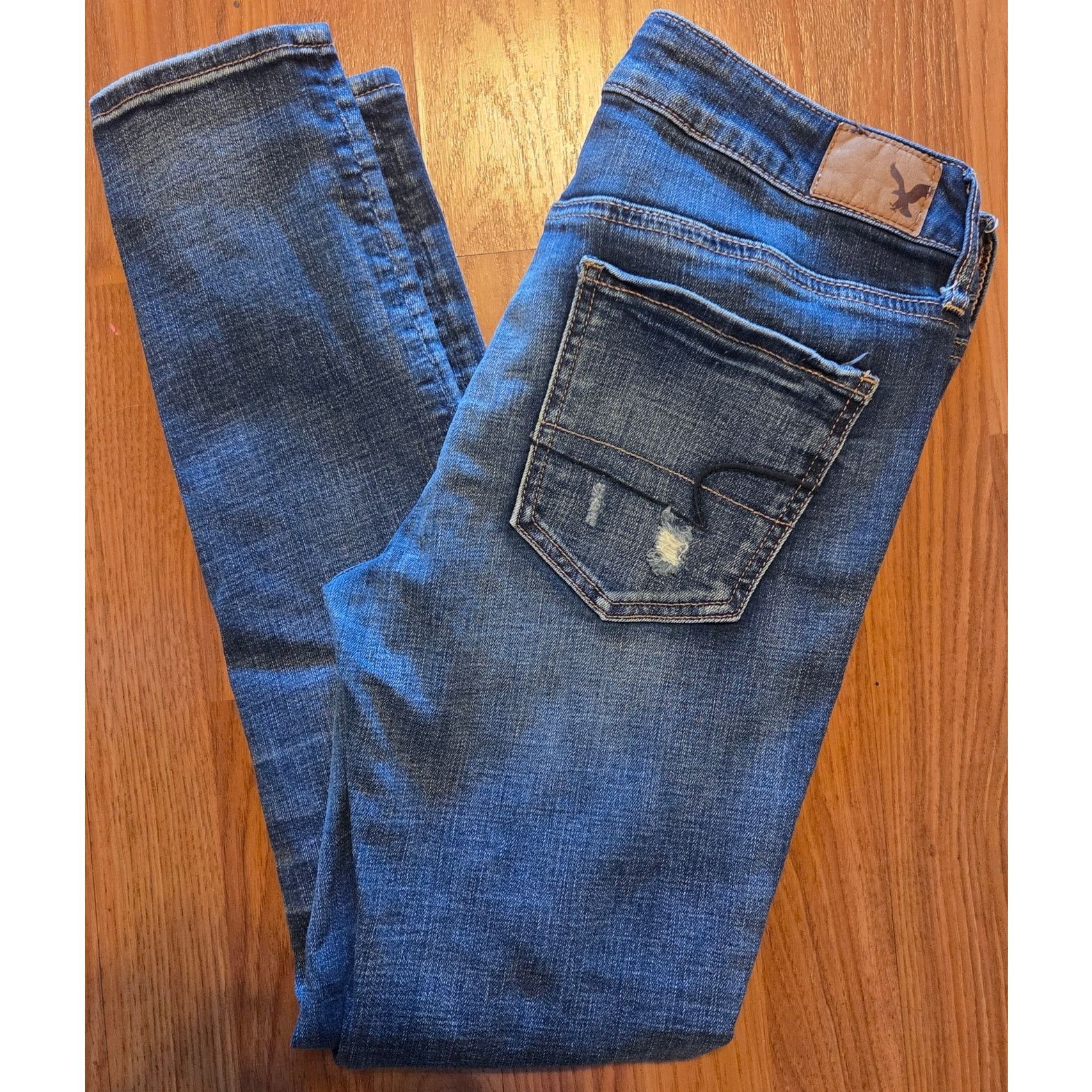 American Eagle Outfitters American Eagle Acid Wash Blue Denim Jeggings - Size 8 Size 30" / US 8 / IT 44 - 2 Thumbnail