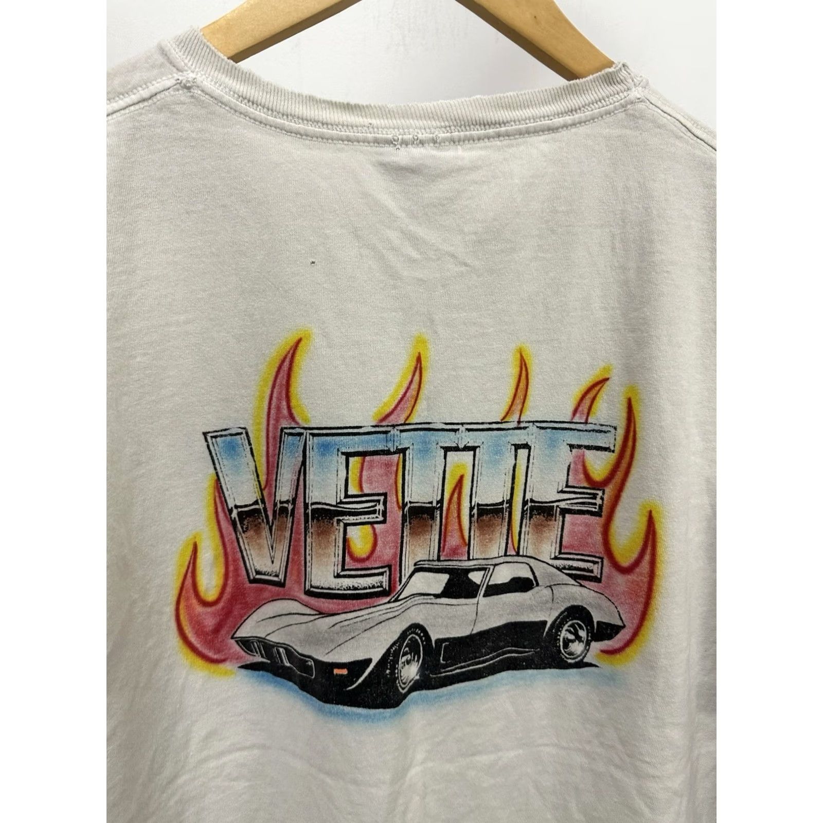 Jerzees VTG Corvette Fire Flame Panama Beach Worn Distressed Cotton T-Shirt Size L Shirt Mens White Fire Thrashed 90s Event Racing Size US L / EU 52-54 / 3 - 6 Thumbnail