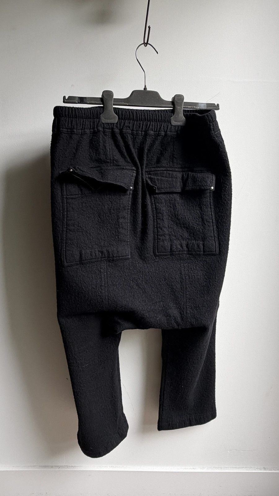 Rick Owens Black wool-blend flannel cropped trousers Size US 32 / EU 48 - 5 Thumbnail