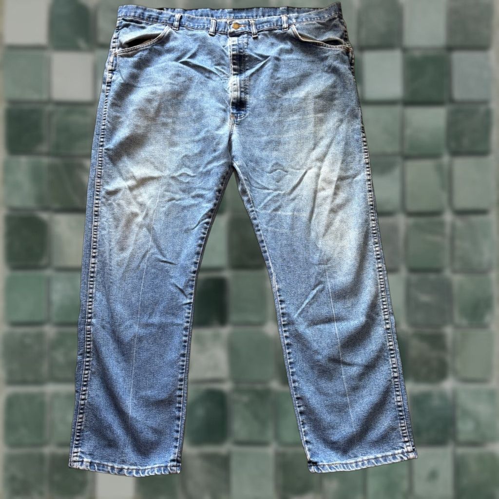 Wrangler Wrangler Jeans Mens 41 x 28 Blue Denim Straight Relaxed Regular Cowboy USA Mens Size US 41 - 1 Thumbnail