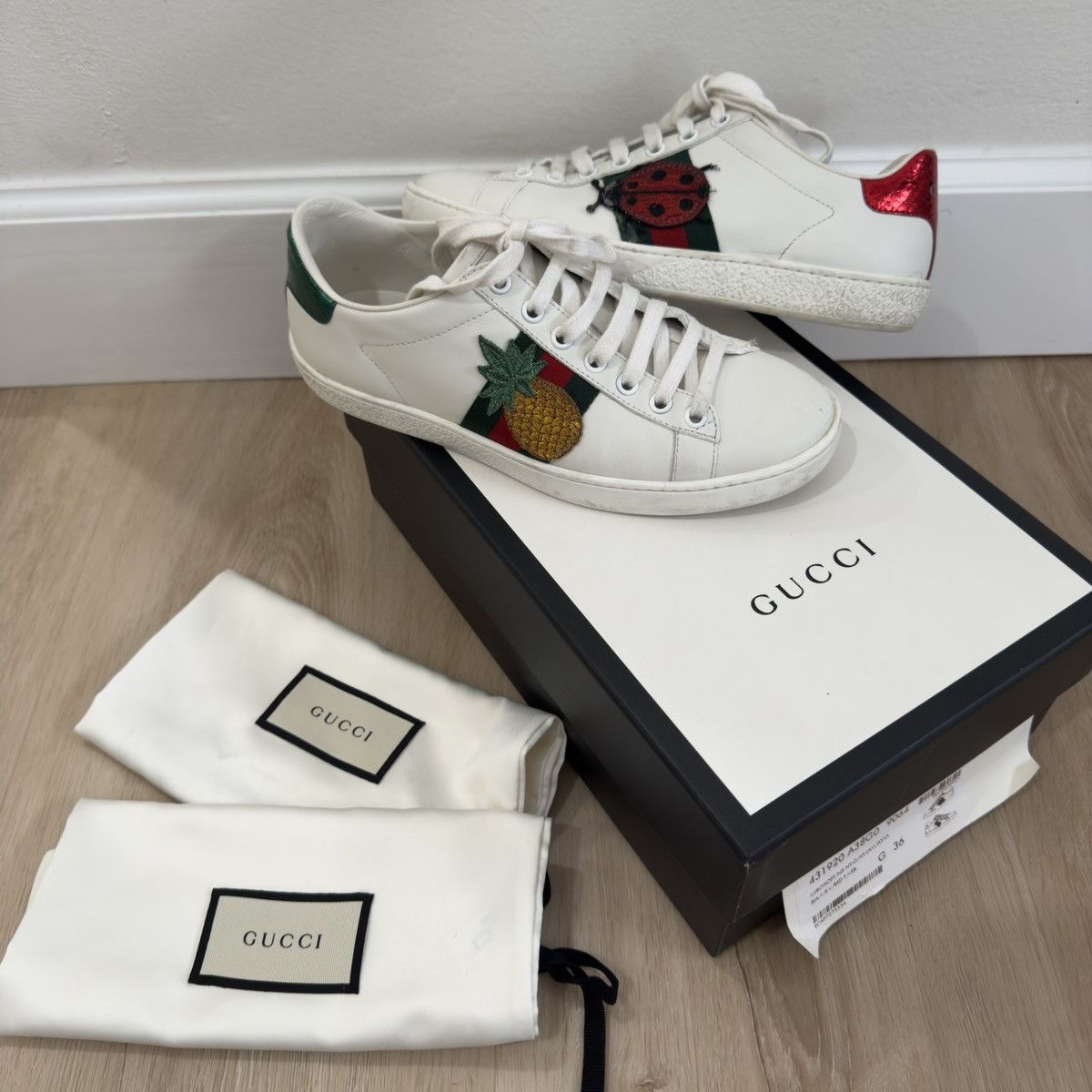Gucci Gucci Ace Pineapple and Ladybug Sneakers Size US 6 / IT 36 - 1 Thumbnail