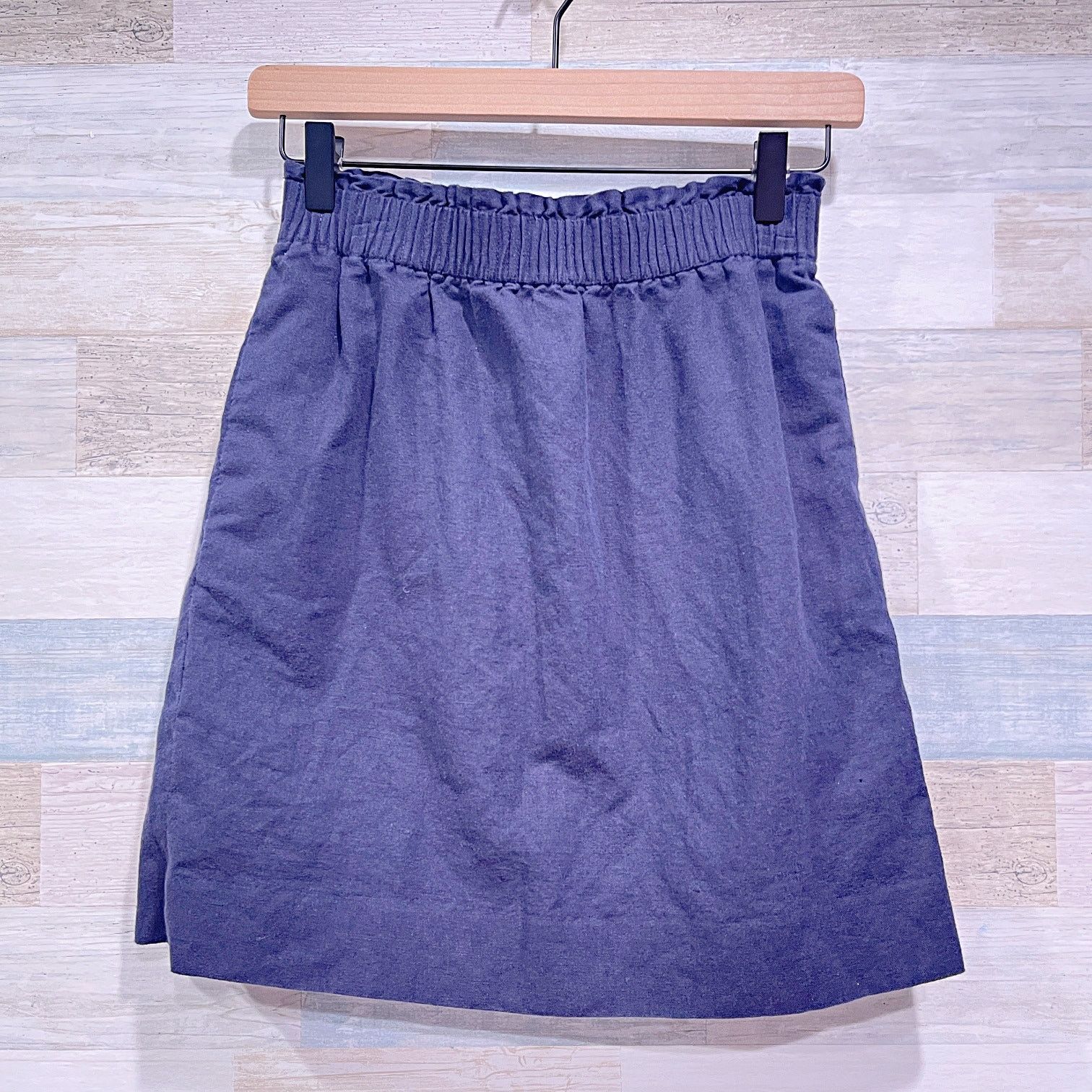 J.Crew J CREW Linen Cotton Sidewalk Mini Skirt Navy Blue Womens 0 Size 25" / US 0 / IT 36 - 1 Thumbnail