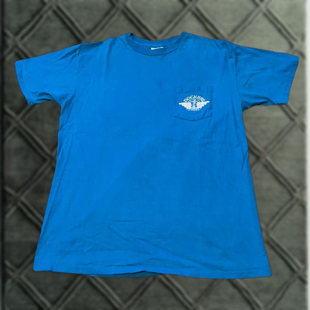 Hanes VINTAGE Dockers Levi’s Denim Promo Blue Pocket T-SHIRT XL Size US XL / EU 56 / 4 - 1 Thumbnail