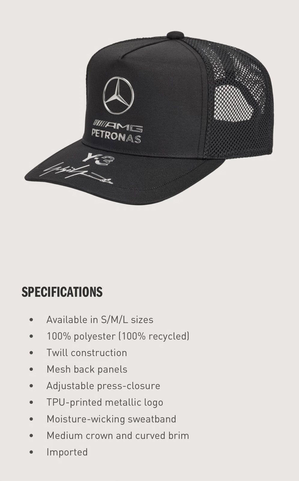 Adidas × Y-3 Y-3 Mercedes Petronas F1 Team Trucker Hat Size ONE SIZE - 6 Thumbnail